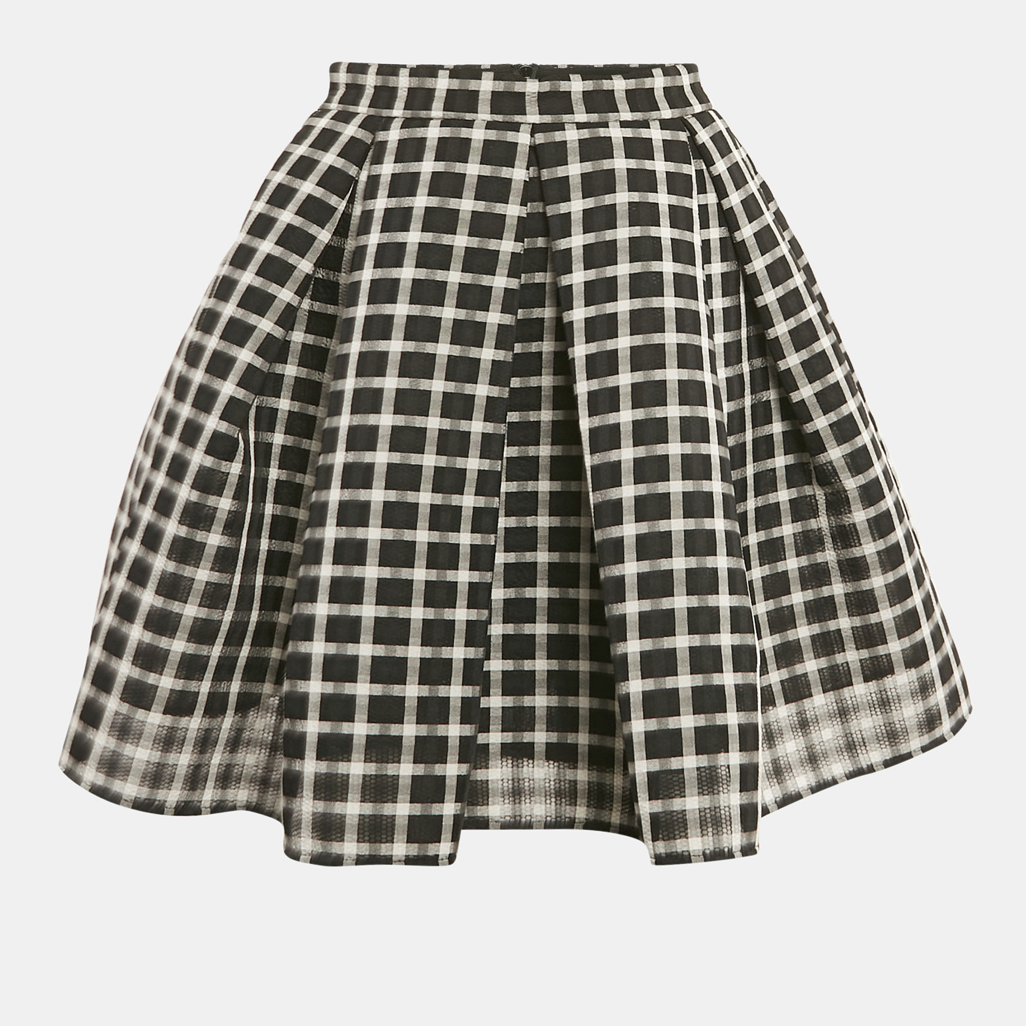 Maje Black Carreaux Synthetic Pleated Jungle Skirt S