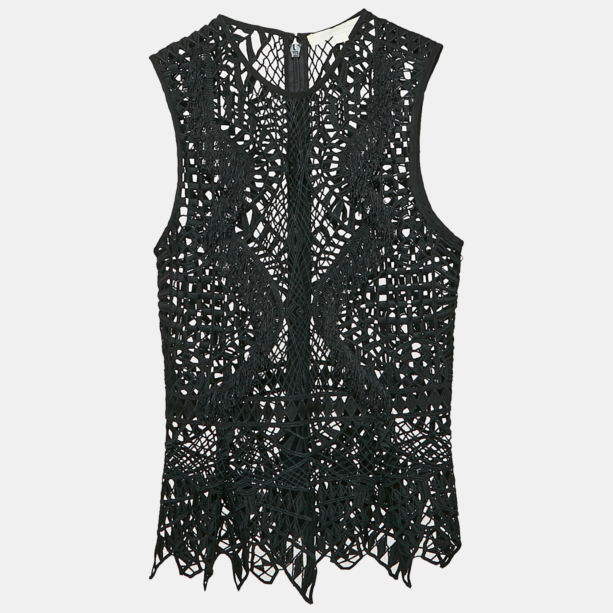 Jonathan Simkhai Black Lace Trimmed Sleeveless Top S