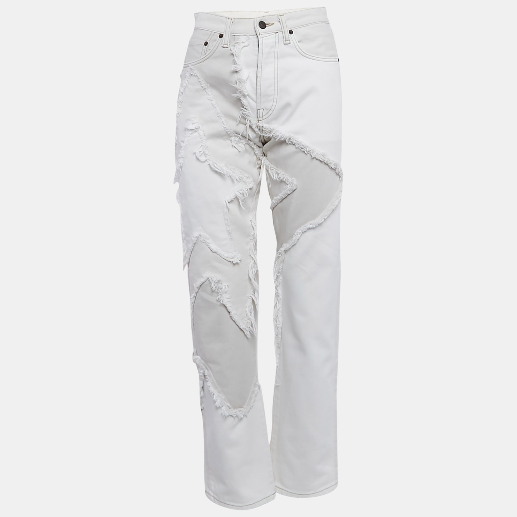 Acne Studios White Star Appliqued Denim Jeans M Waist 28"