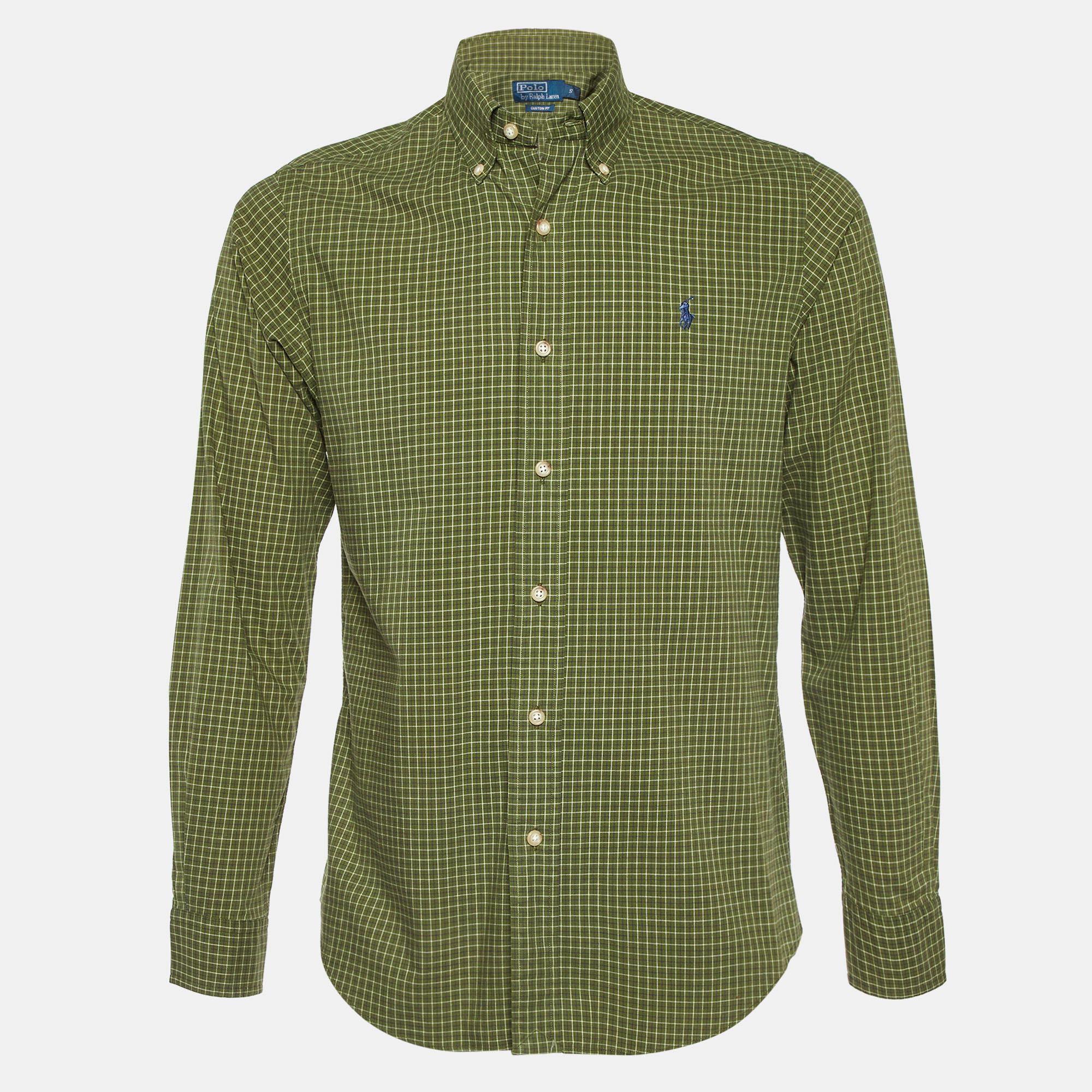 Polo Ralph Lauren Green Checked Cotton Custom Fit Button Down Shirt S