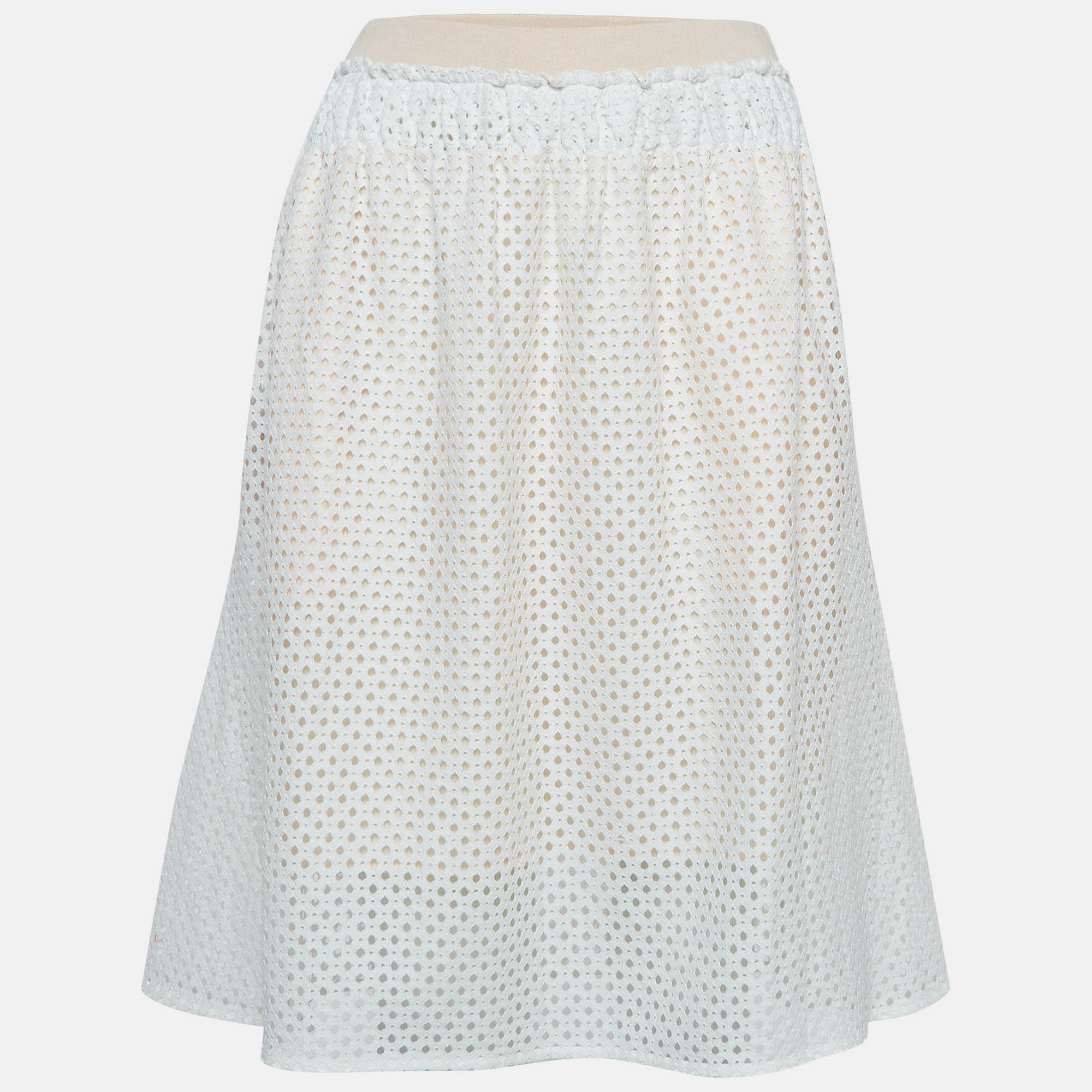 See by Chloe White/Pink Eyelet Lace Short Skirt S