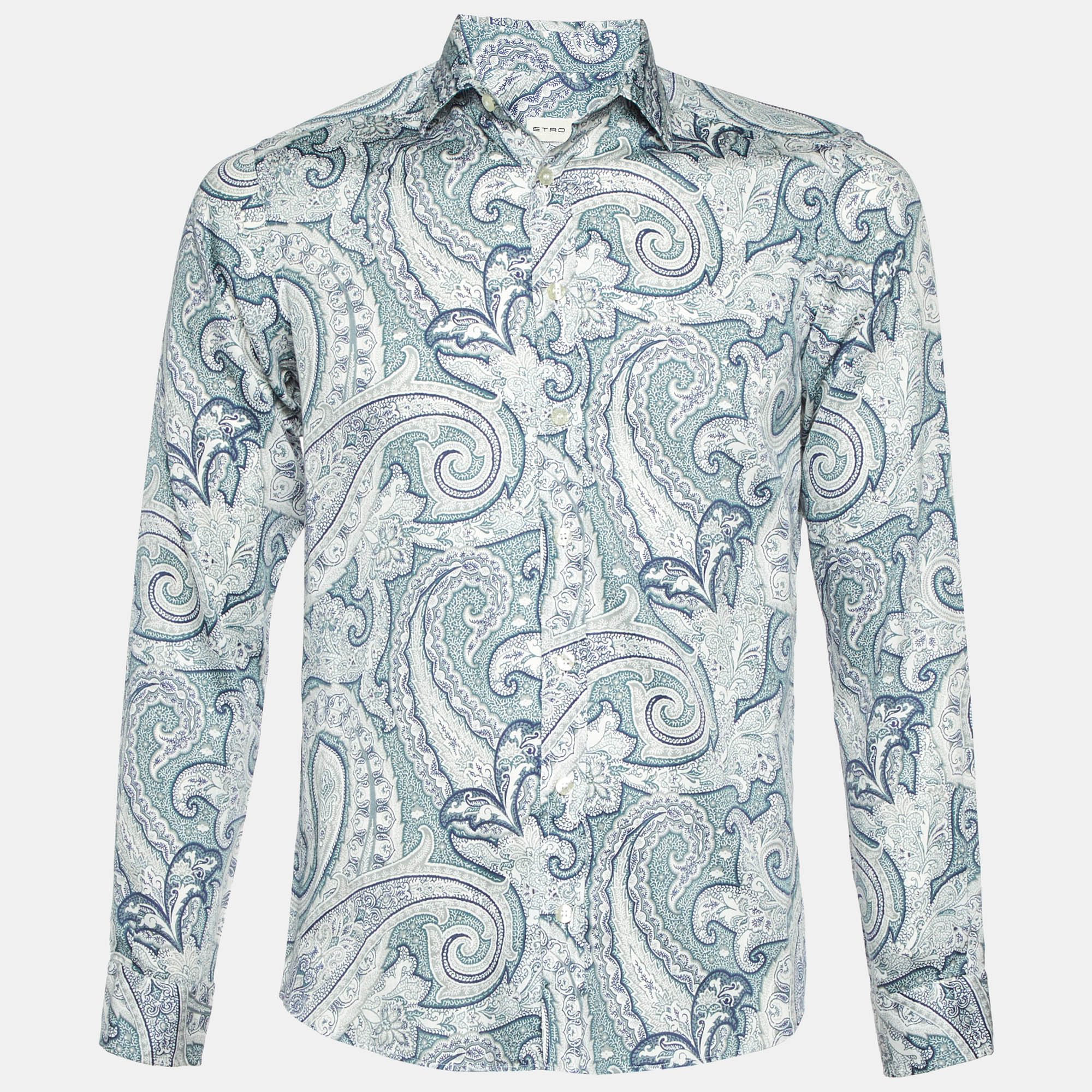 Etro White Paisley Print Cotton Full Sleeve Shirt S