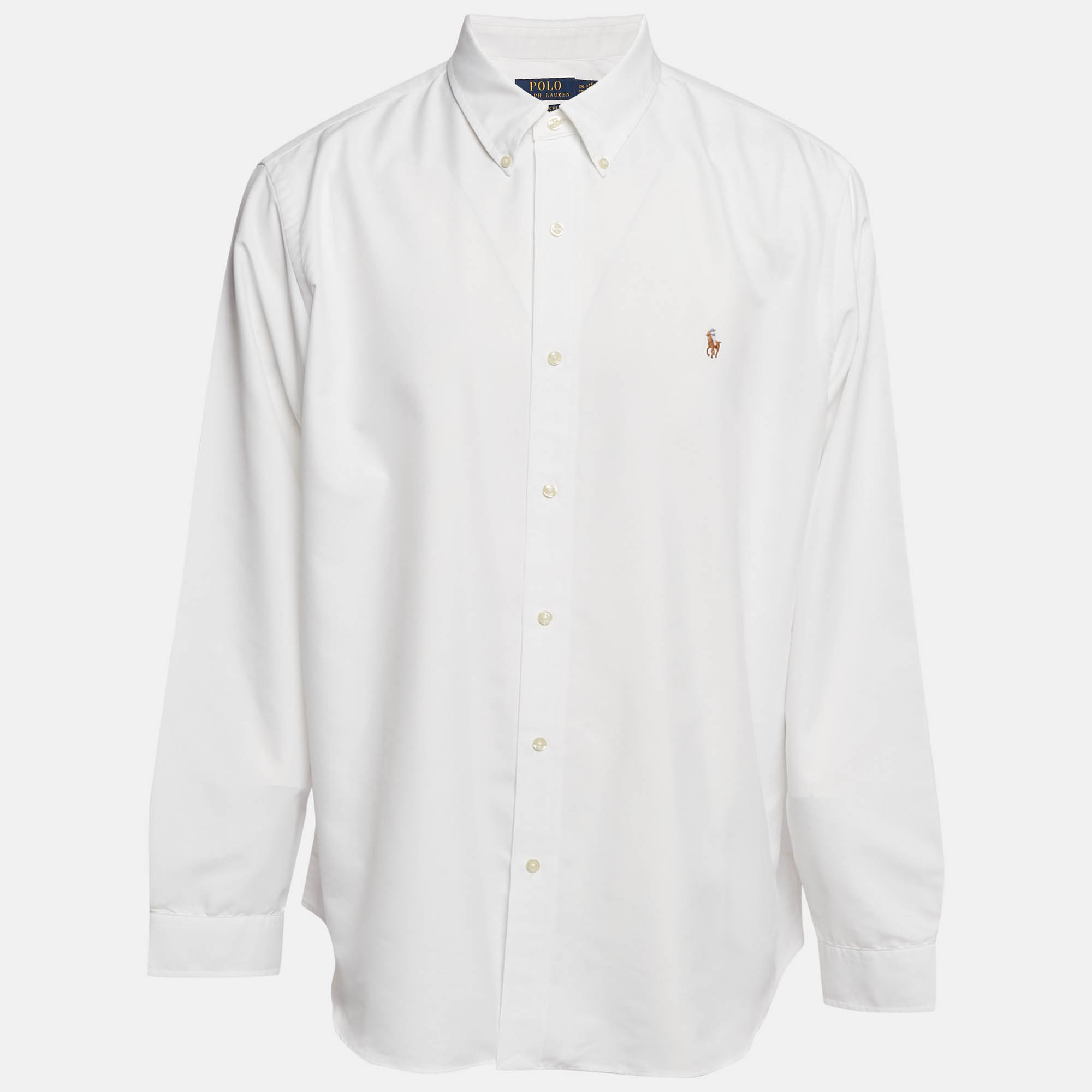 Polo Ralph Lauren White Synthetic Button Front Long Sleeve Shirt XXL