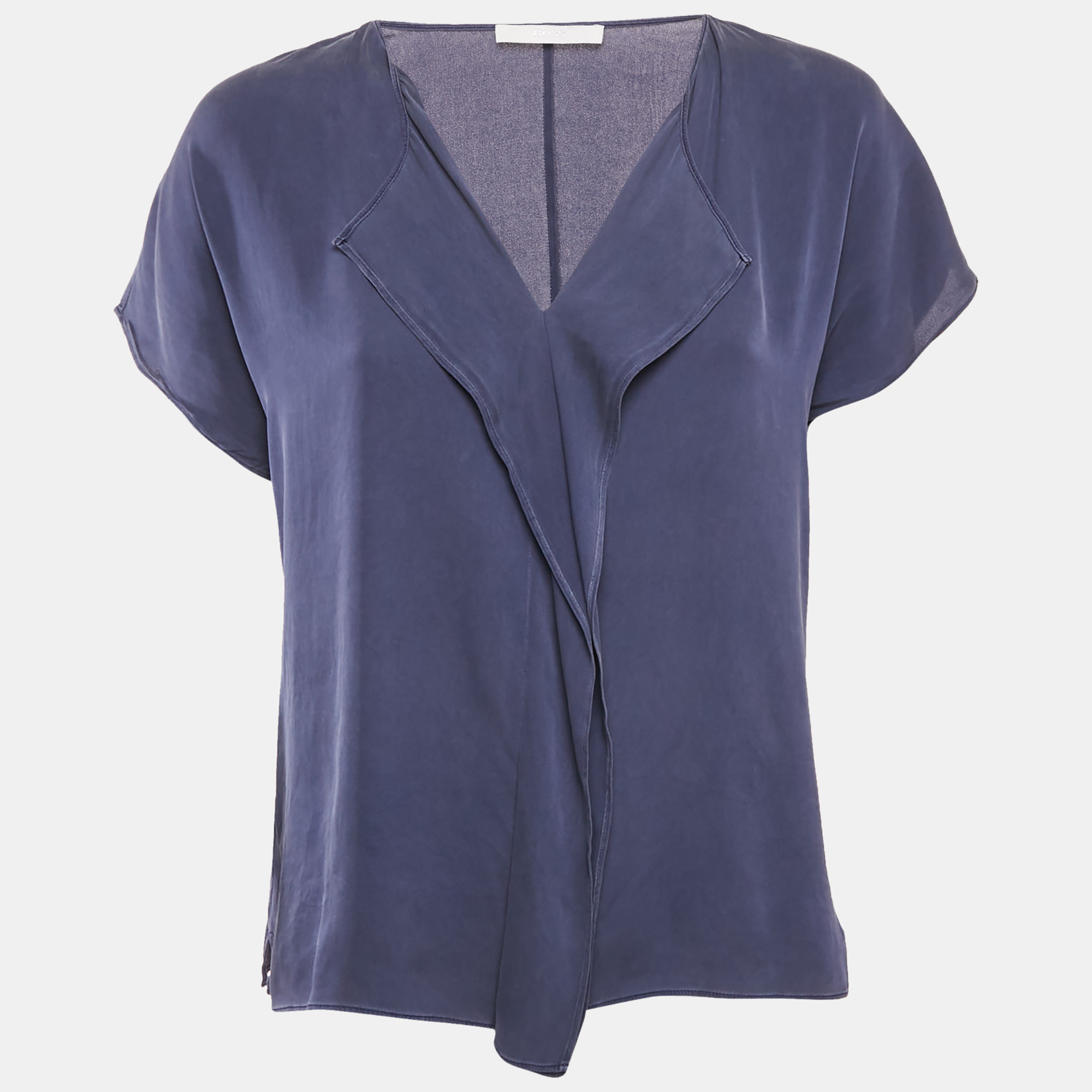 Hugo Boss Blue Silk Loose Fit Top S
