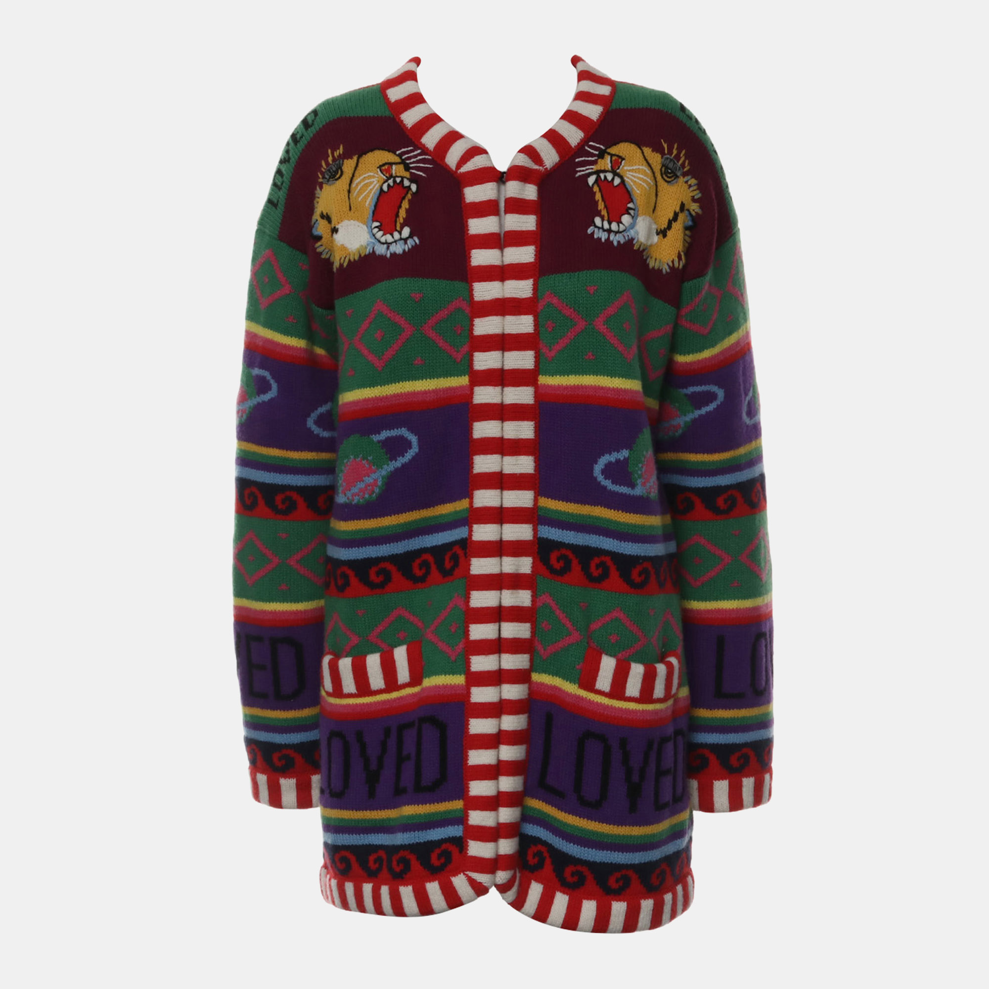 Gucci Multicolor Tiger Knitted Cardigan XS