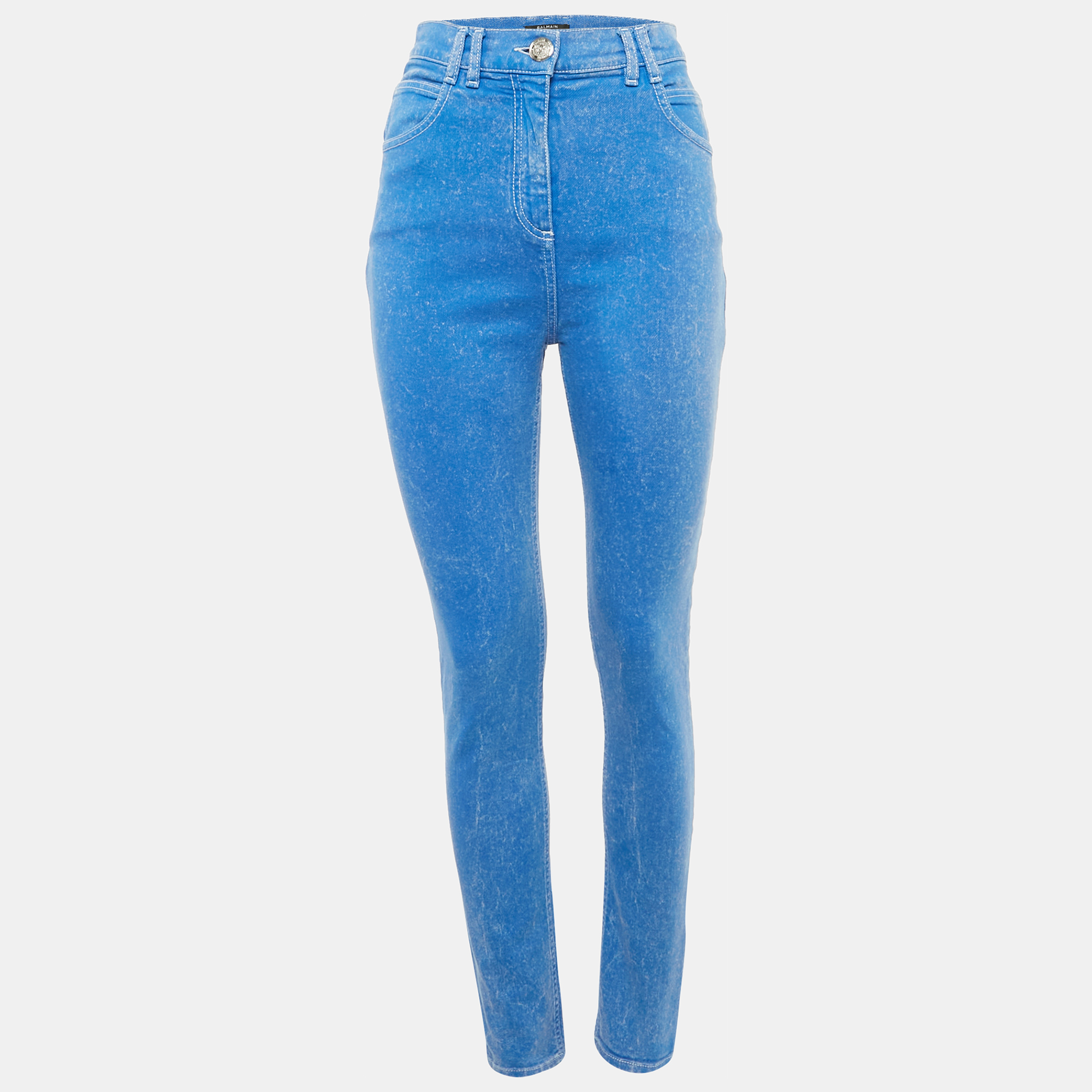 Balmain Blue Faded Denim Skinny Jeans M Waist 27"