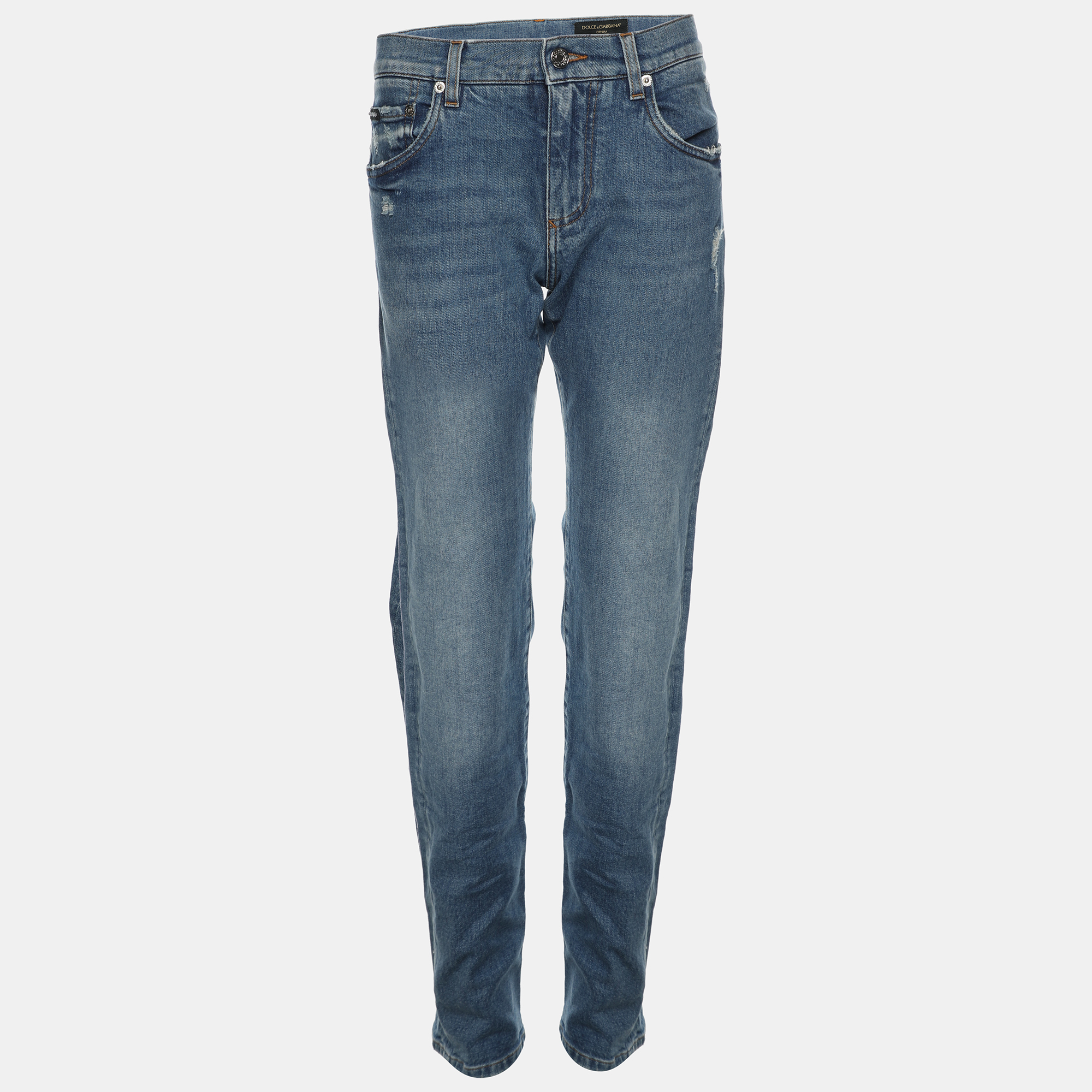 Dolce and Gabbana Faded Blue Denim "New Vintage Denim" Skinny Ripped Jeans XS Dolce & Gabbana