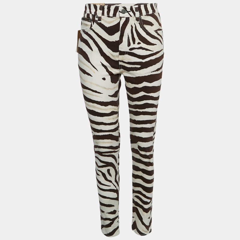 Polo Ralph Lauren Brown Animal Print Denim High Rise Tompkins Jeans M Waist 28"