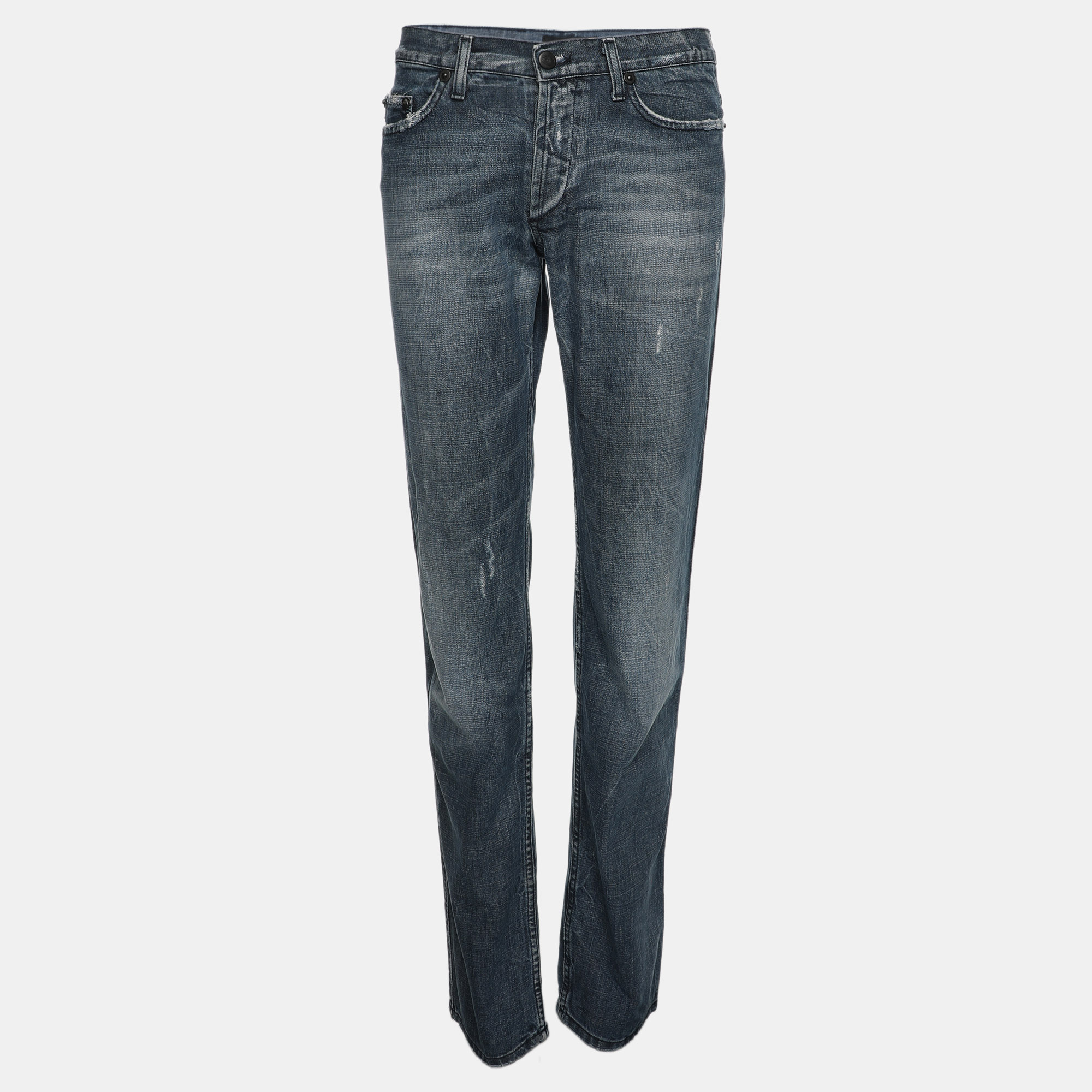 Just Cavalli Blue Denim Distressed Jeans S