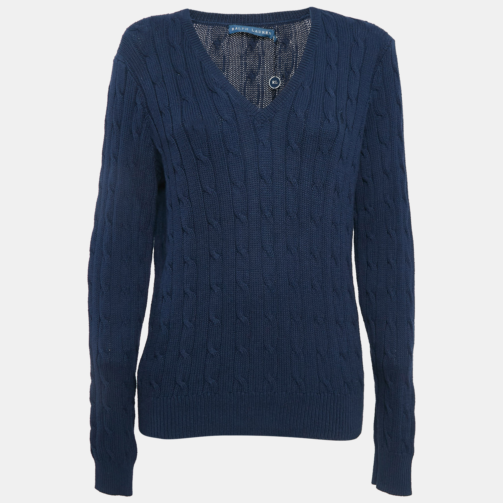 Ralph Lauren Hunter Navy Blue Cable Knit Sweater XL