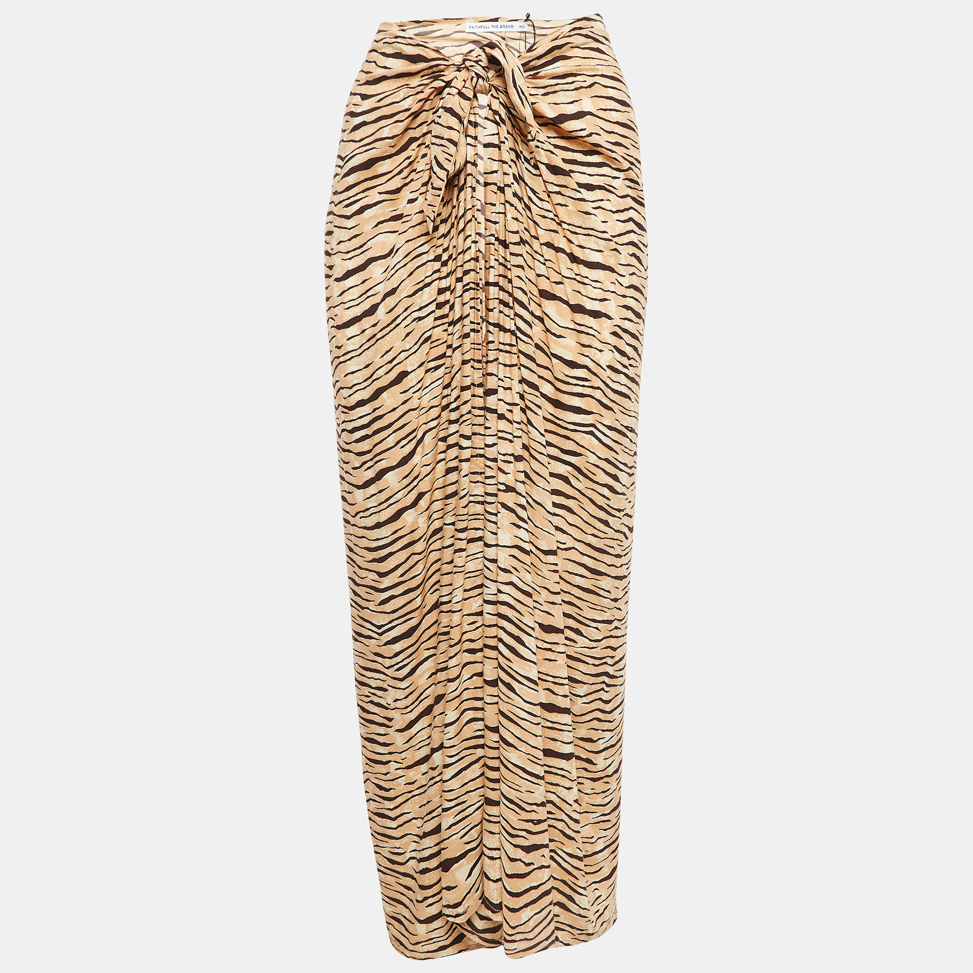 Faithfull The Brand Animal Print Rayon Wrap-Around Skirt M