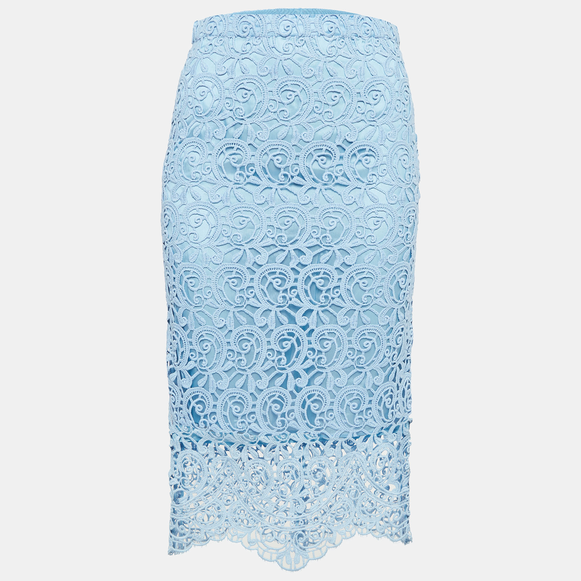 Burberry Pale Blue Lace Pencil Skirt S