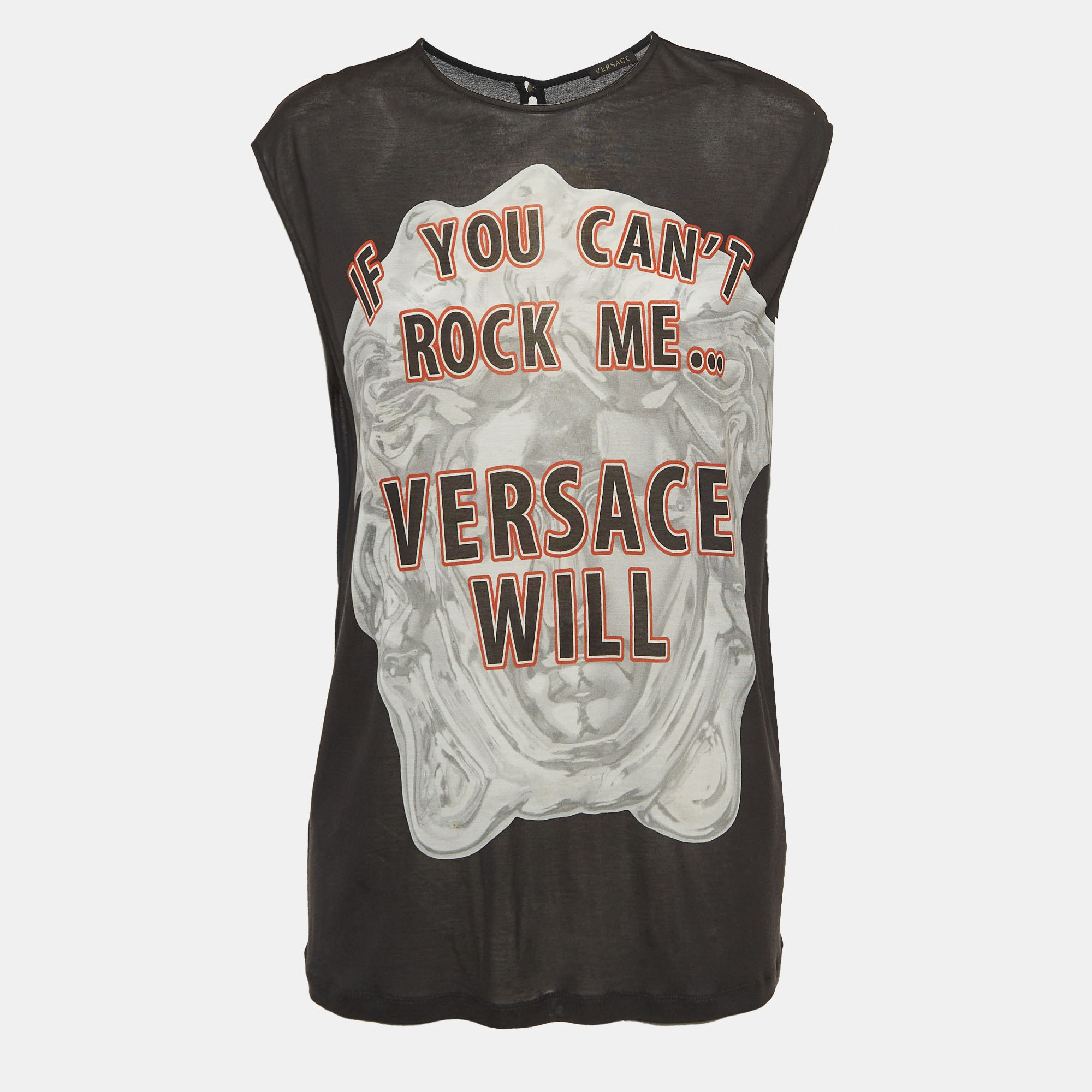 Versace Black Printed Jersey Loose Fit Tank Top S