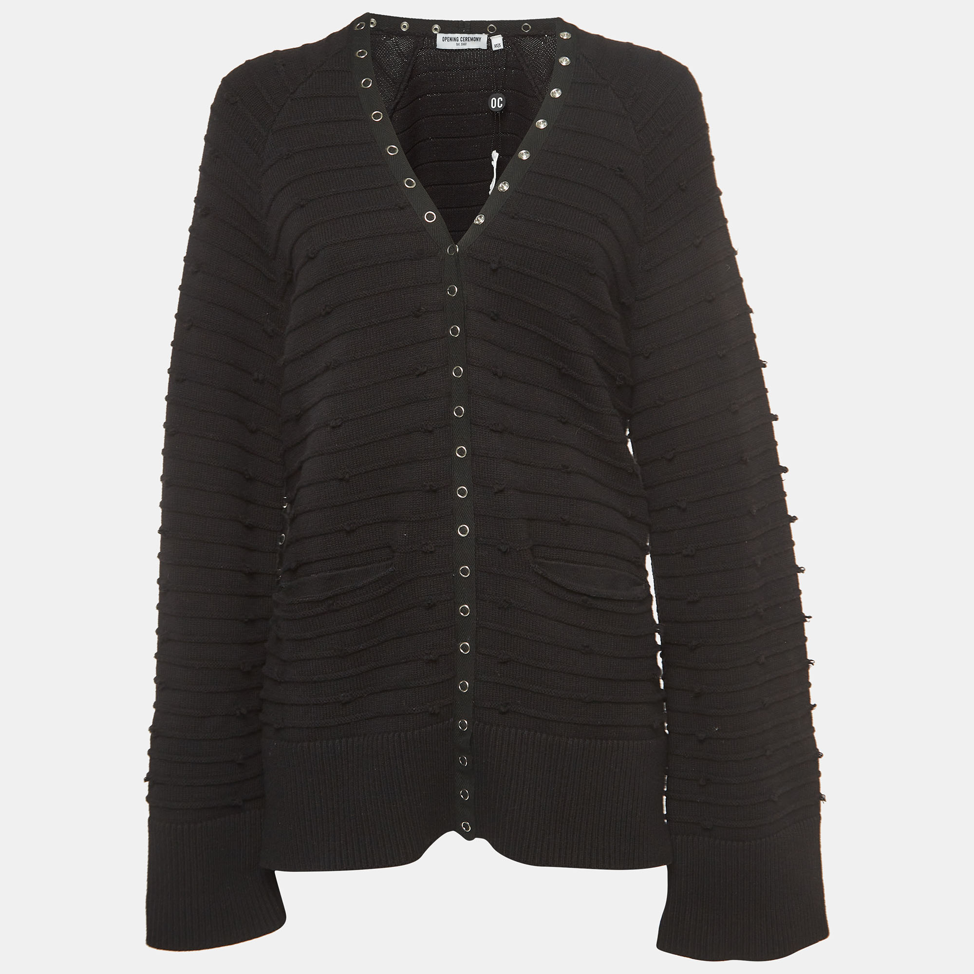 Opening Ceremony Black Cotton Snap Tape Cardigan S