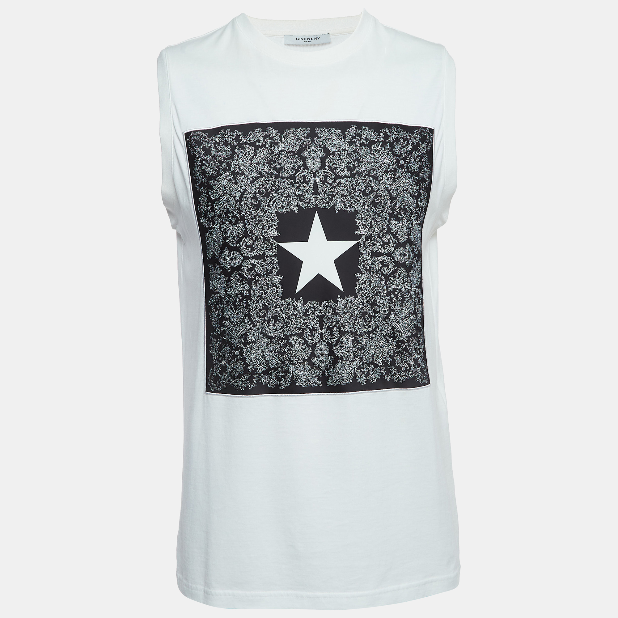 Givenchy White Cotton Print Patch Detail Tank Top M