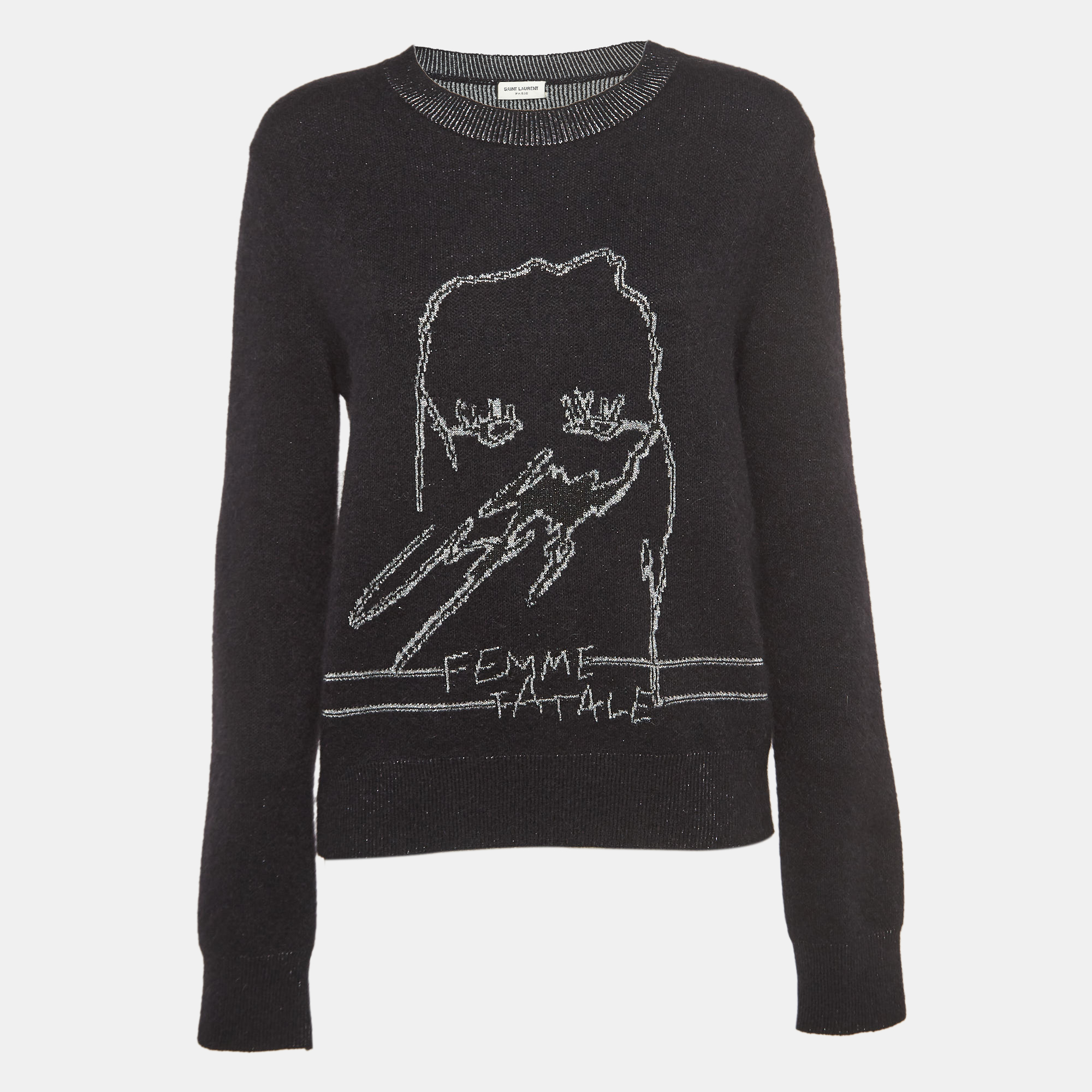 Saint Laurent Black/Metallic Femme Fatale Wool Blend Sweater L Saint Laurent Paris
