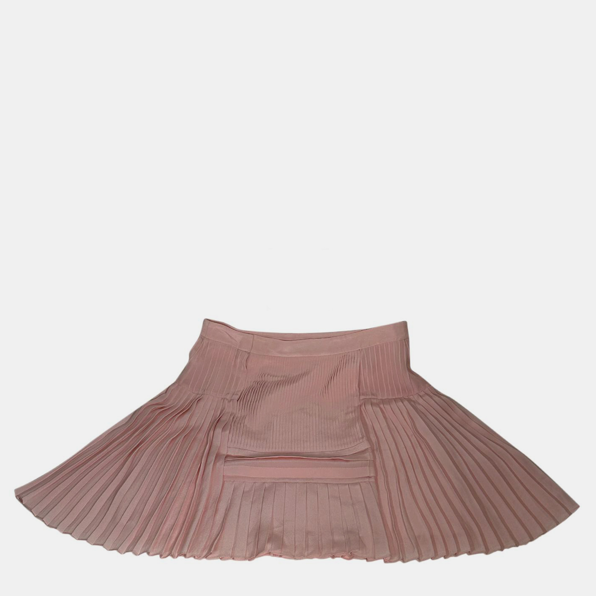 Christian Dior Pink Pleated Silk Women's Mini Skirt