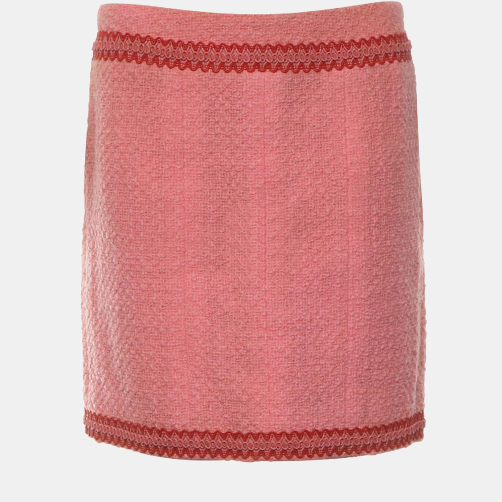Chanel Pink Wool Vintage Tweed Skirt M