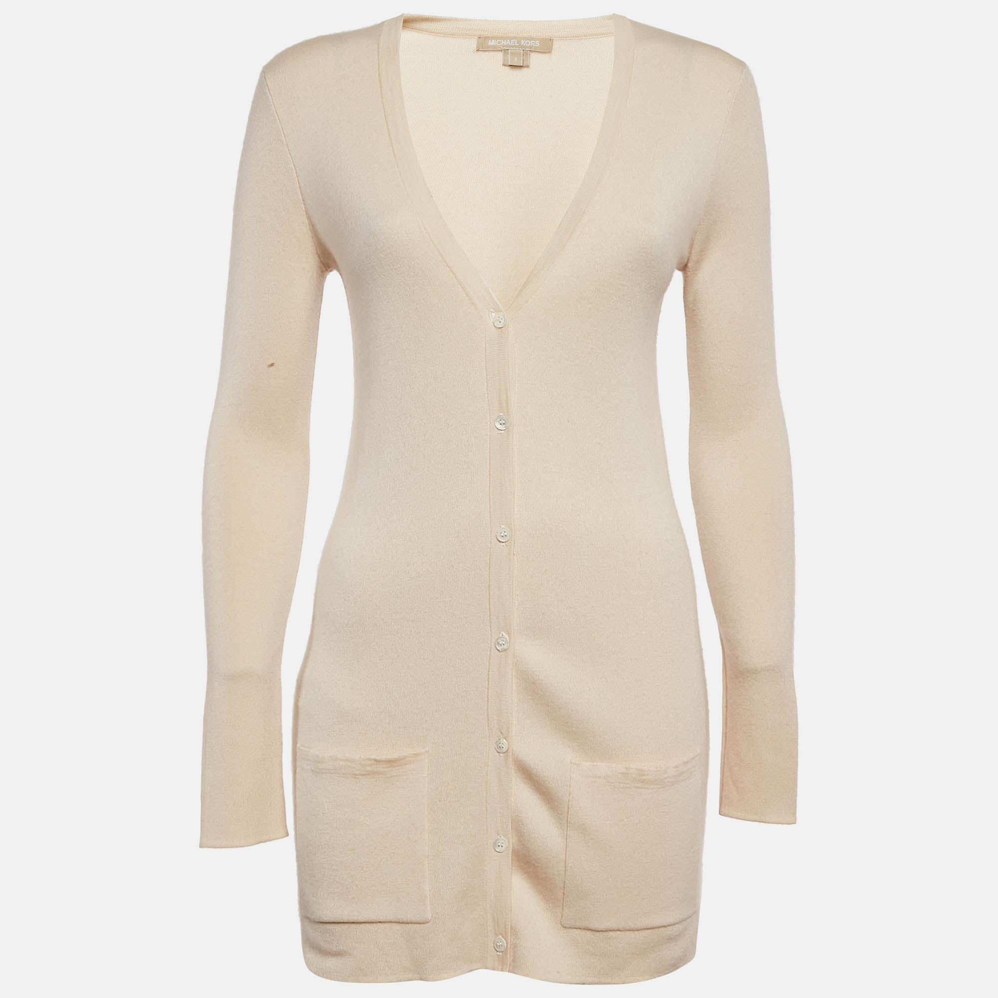 Michael Kors Beige Cashmere Buttoned Cardigan S