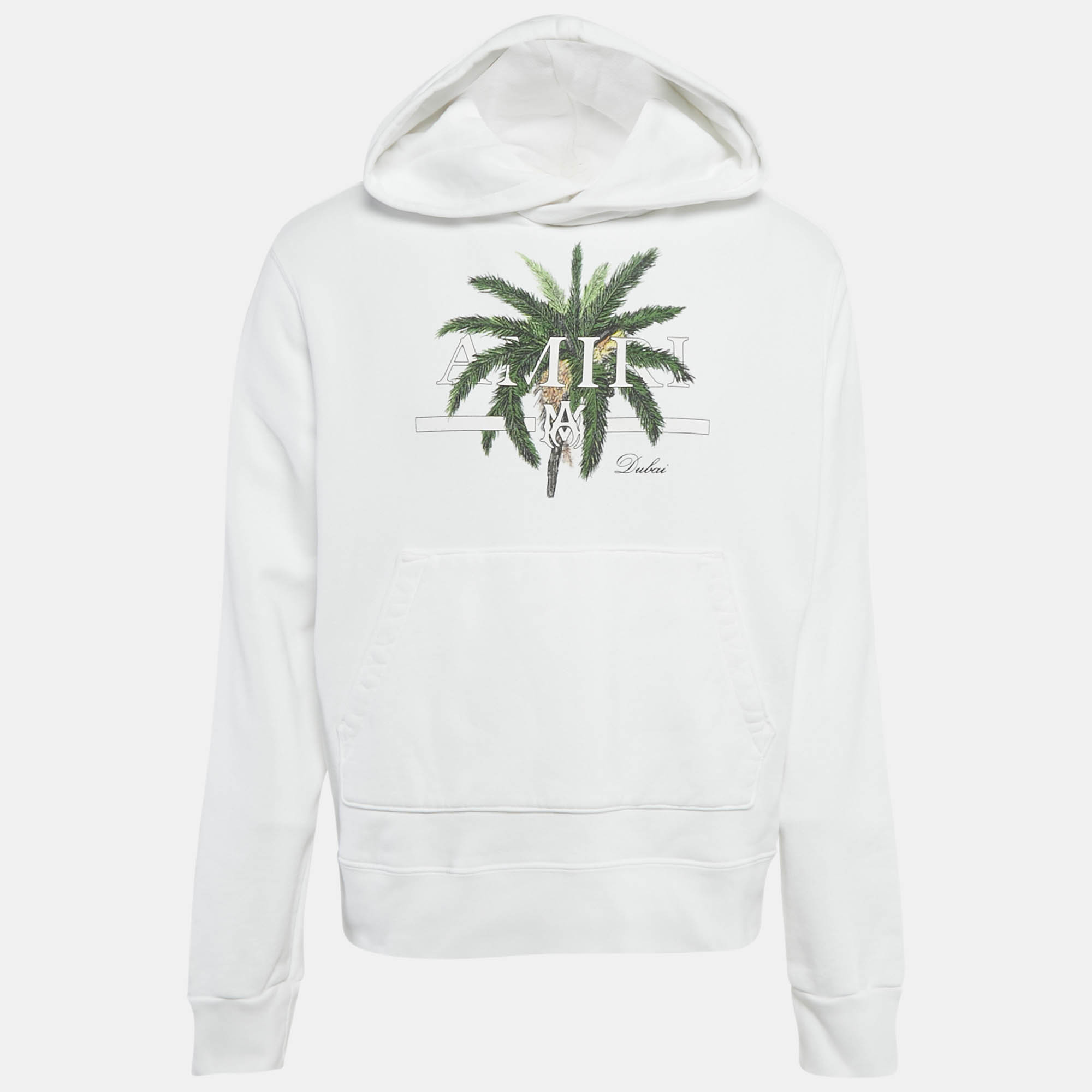 Amiri White Palm Print Cotton Hoodie M