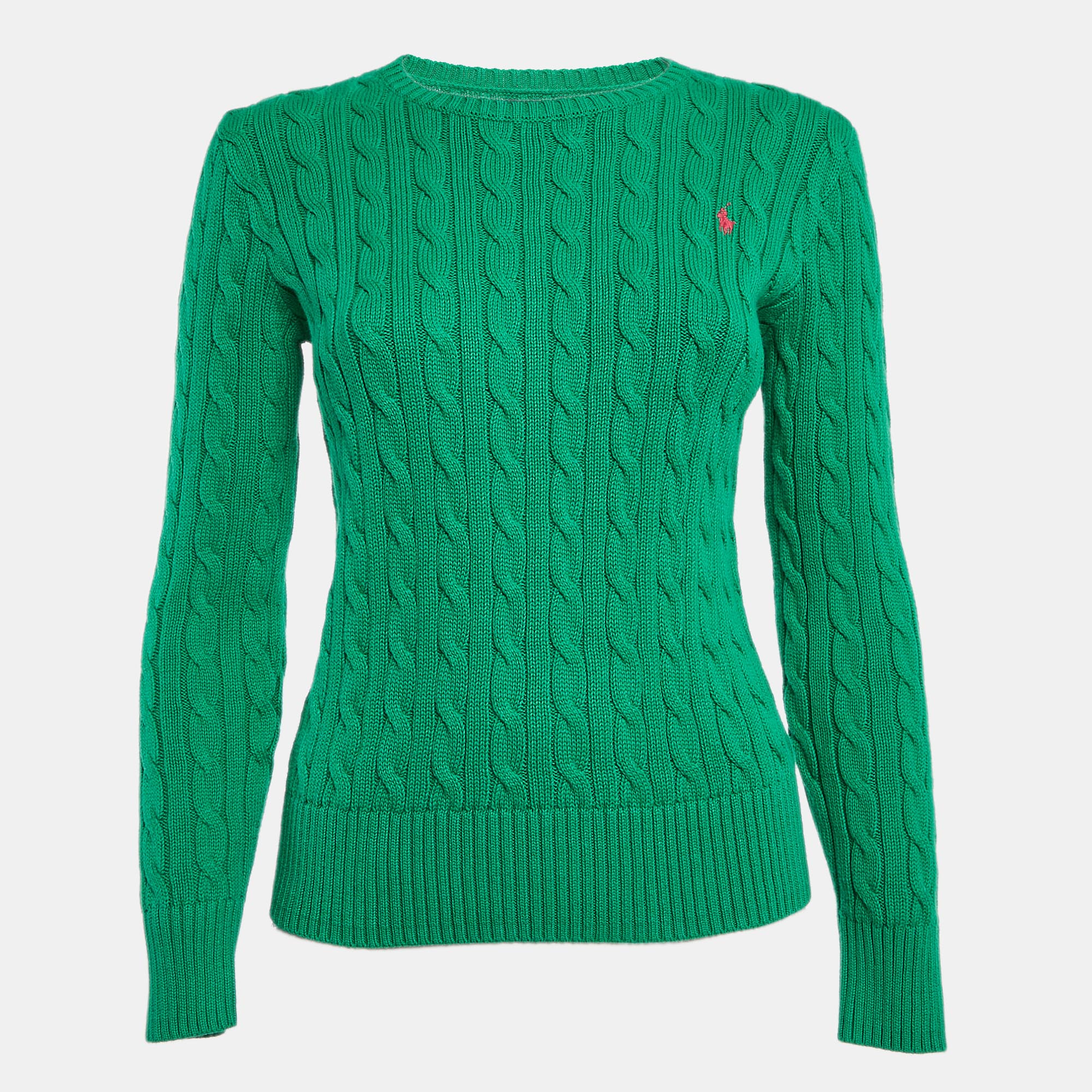 Polo Ralph Lauren Green Cable Knit Long Sleeves Sweater XL