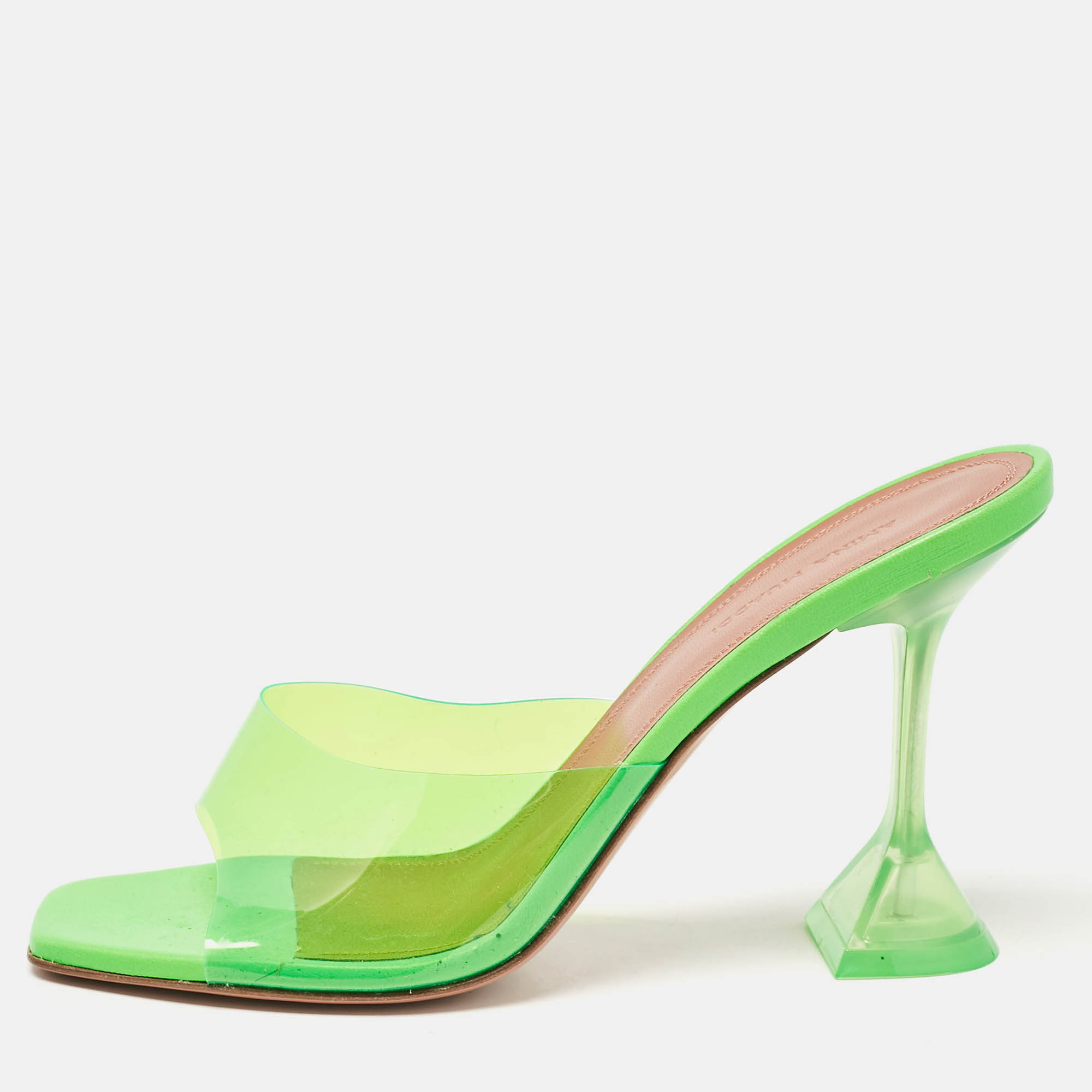 Amina Muaddi Green PVC lupita Slide Sandals Size 39.5