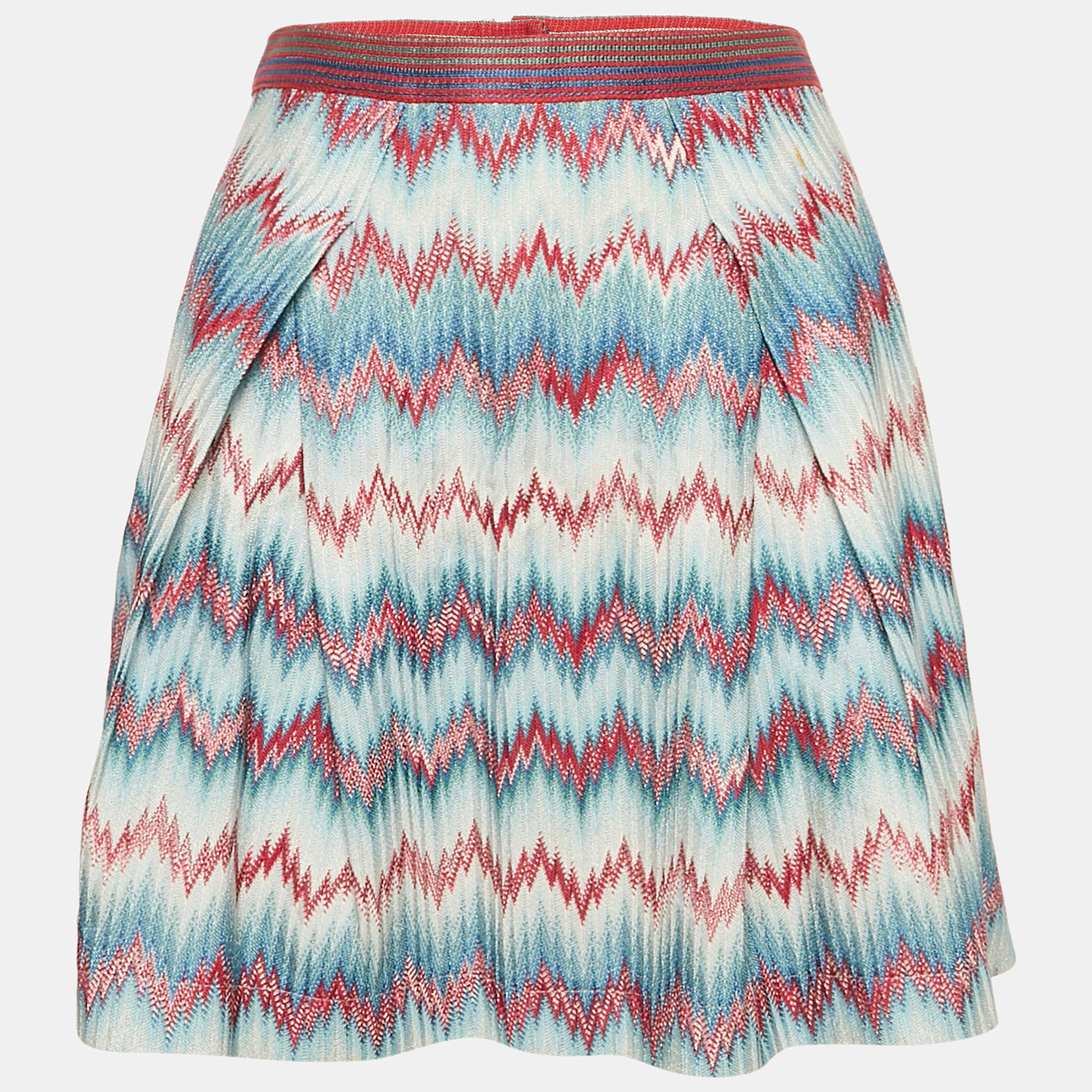 Missoni Blue Chevron Pattern Knit Mini Skirt S