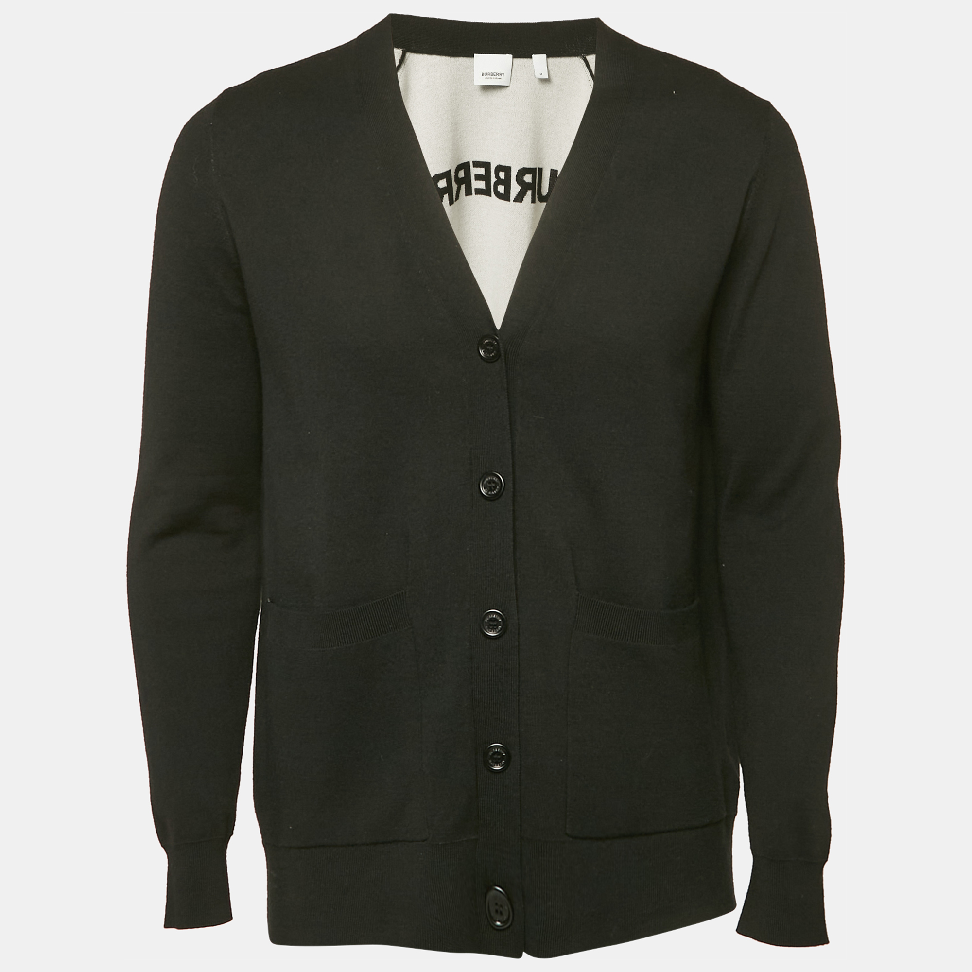 Burberry Black Wool Blend Buttoned Cardigan M
