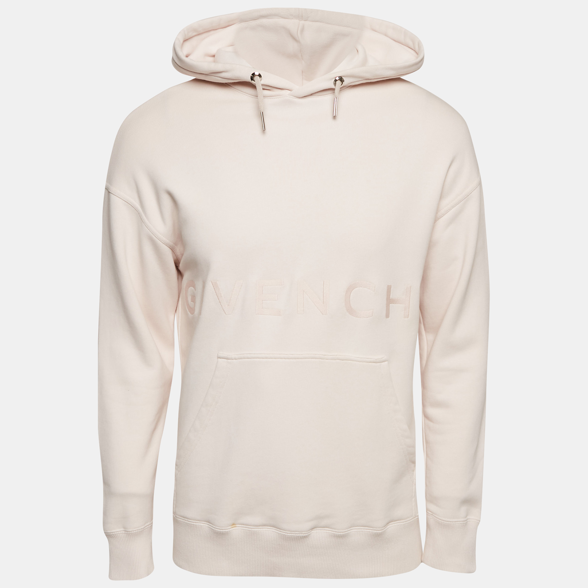 Givenchy Pink Logo Embroidered Cotton Knit Hoodie XS