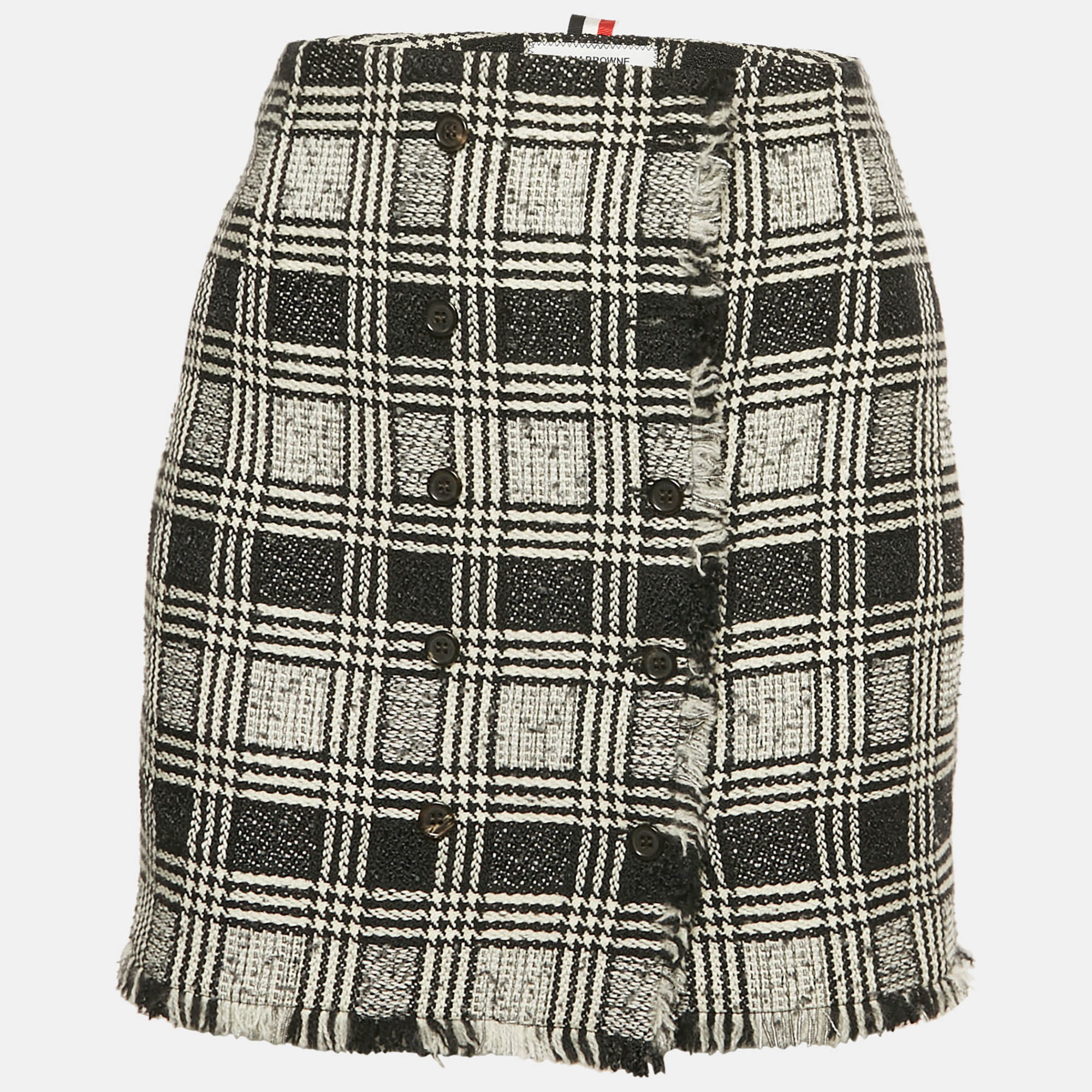 Thom Browne Black Tweed Raw Edge Mini Skirt L