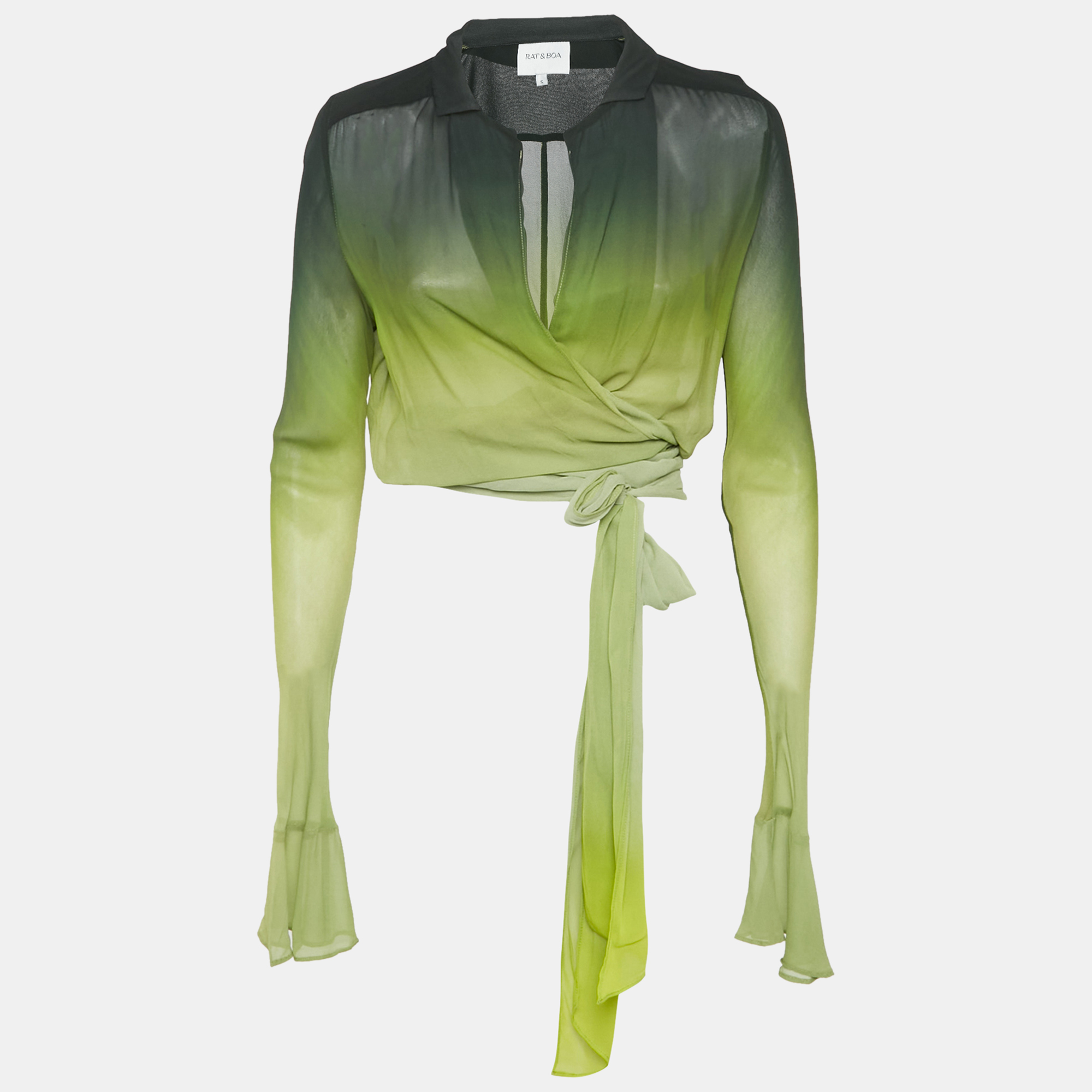 Rat & Bao Green Ombre Crepe Cypress Shirt S