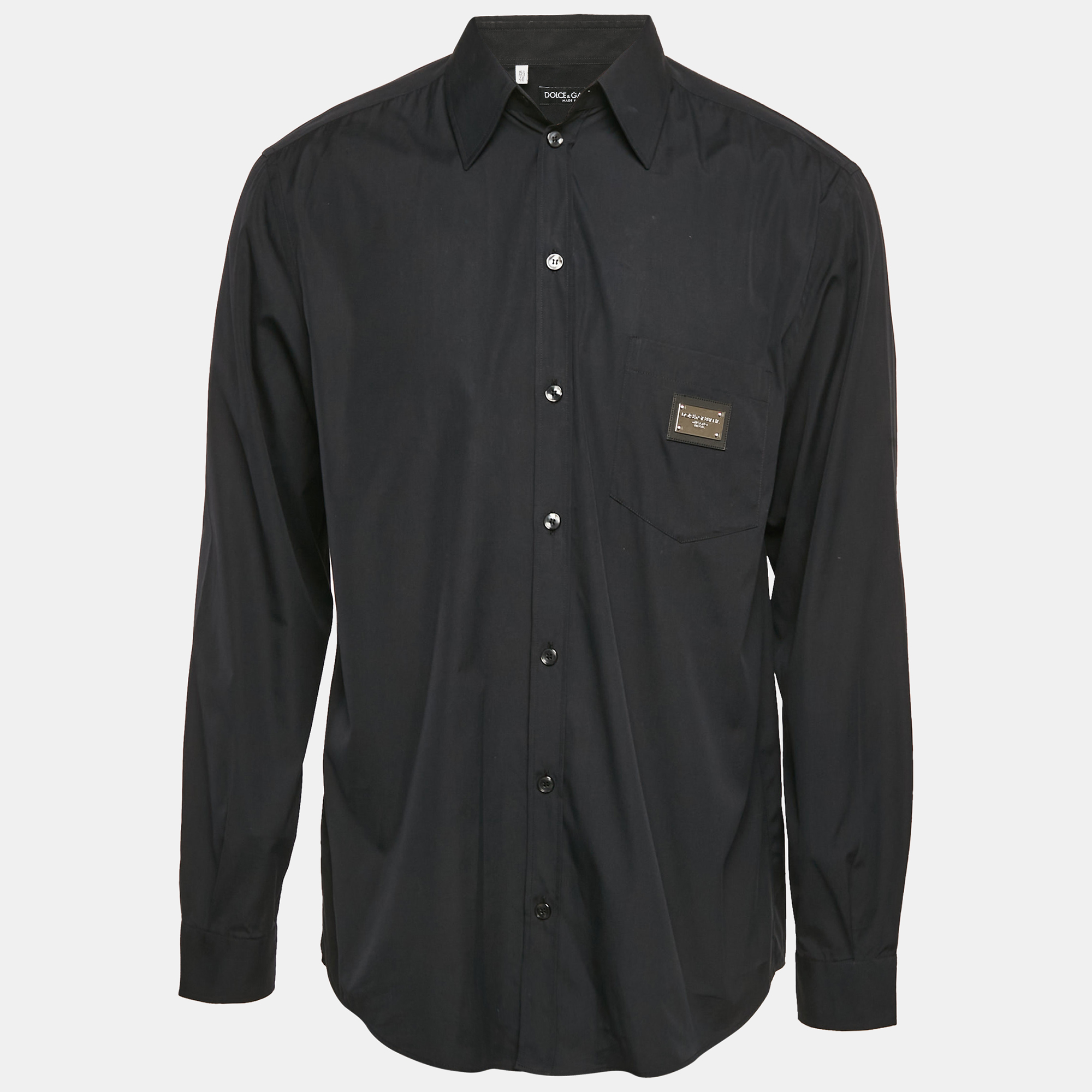 Dolce & Gabbana Black Cotton Long Sleeve Shirt L