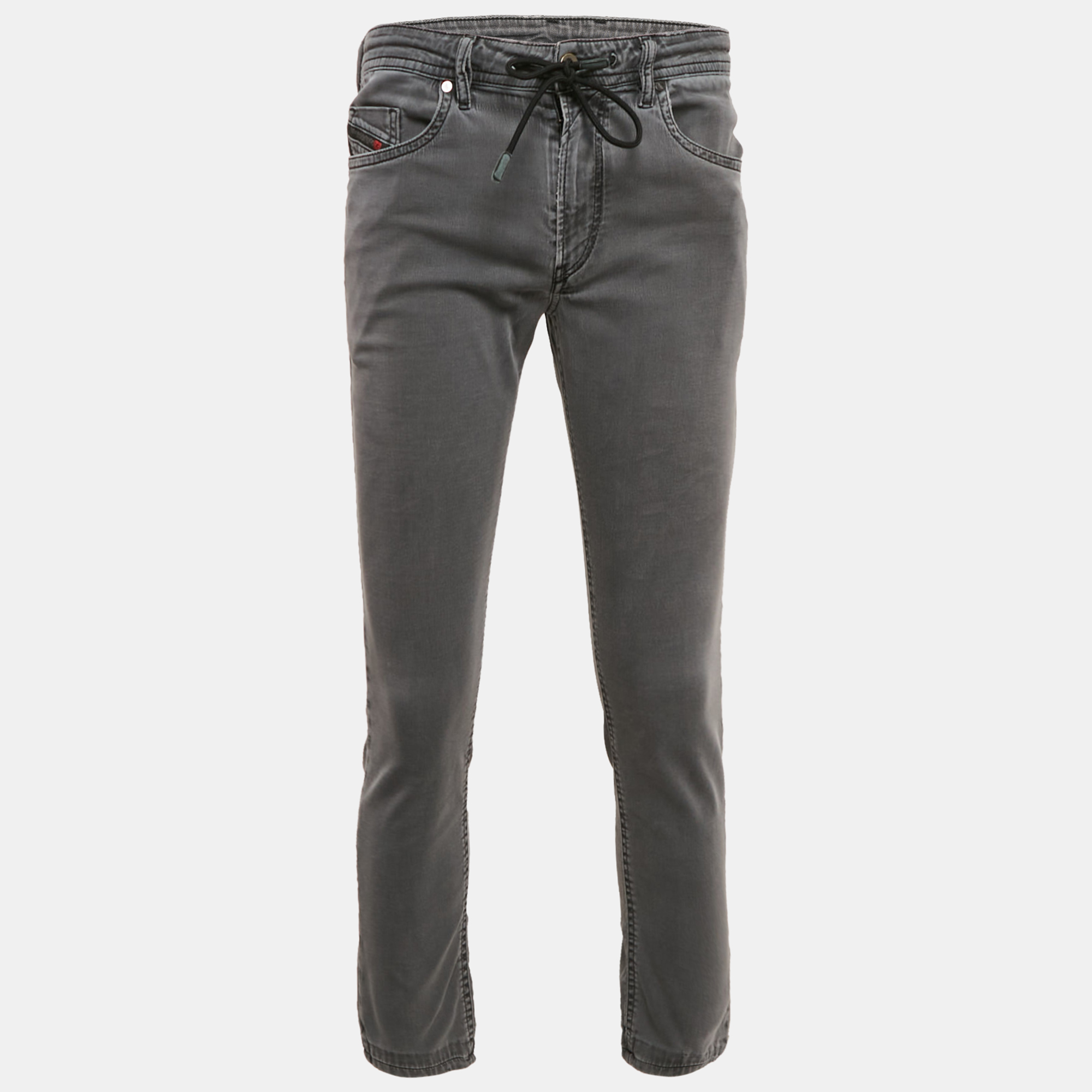 Diesel Dark Grey Distressed Denim Thommer CBB-NE Sweat Jeans M Waist 32"