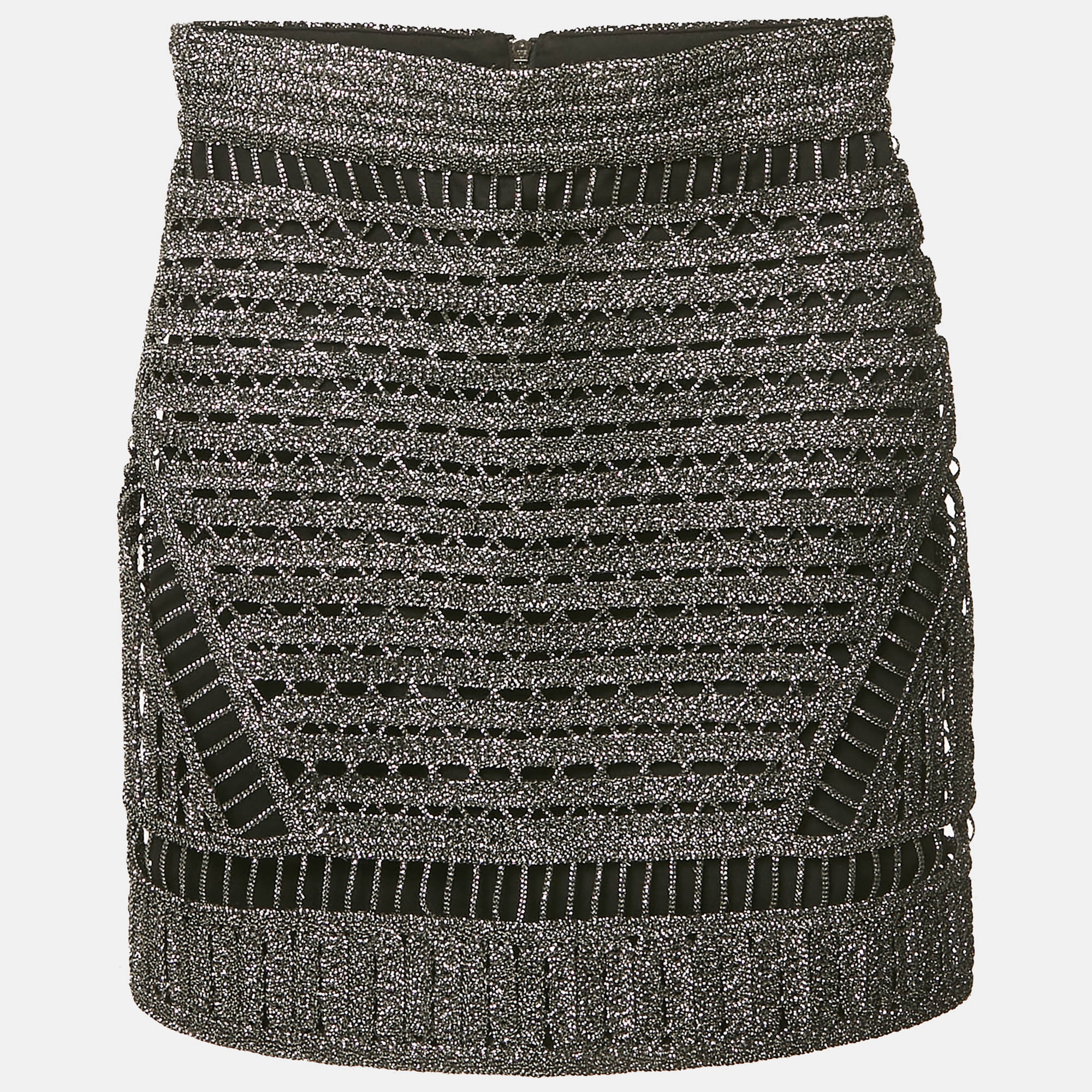 Maje Metallic Lurex Crochet Mini Skirt S