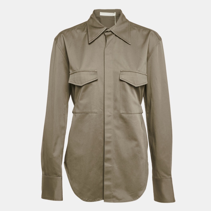 Dion Lee Ash Green Cotton Belted Utility Shirt  S