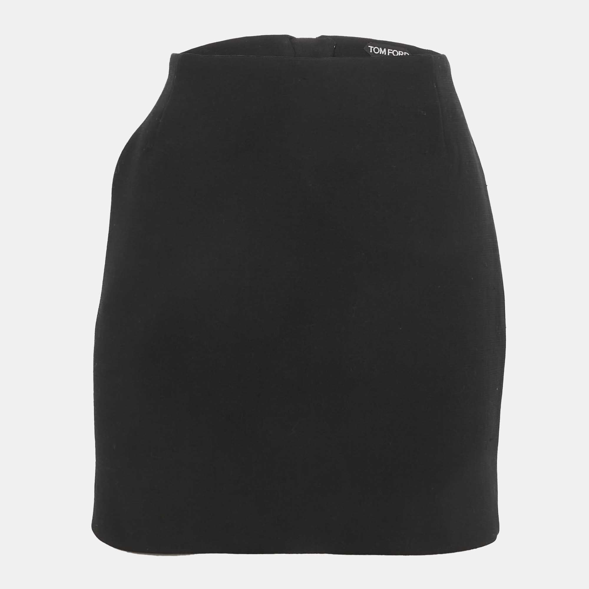 Tom Ford Black Wool Knit Mini Skirt M