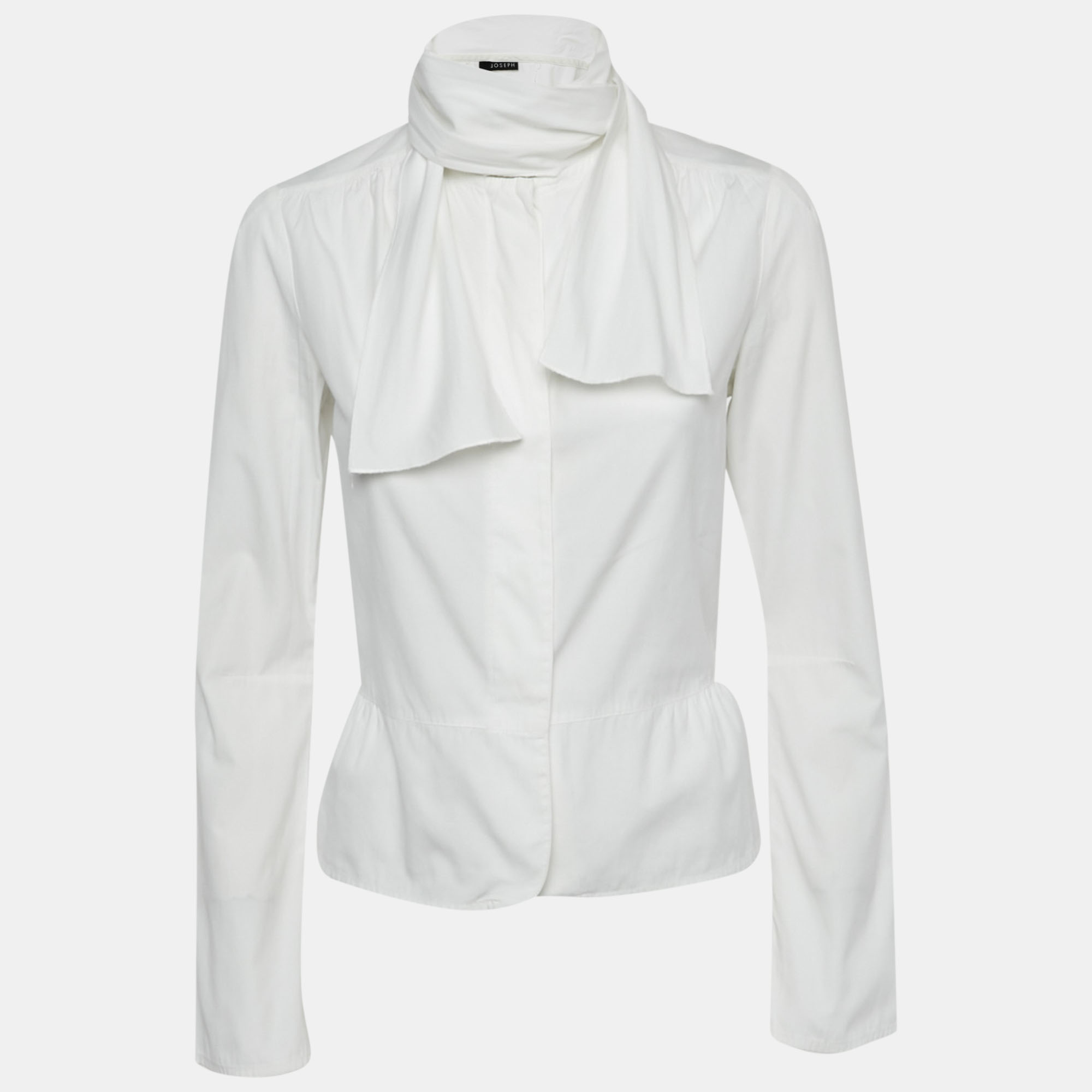Joseph White Cotton Neck Tie Detail Shirt M