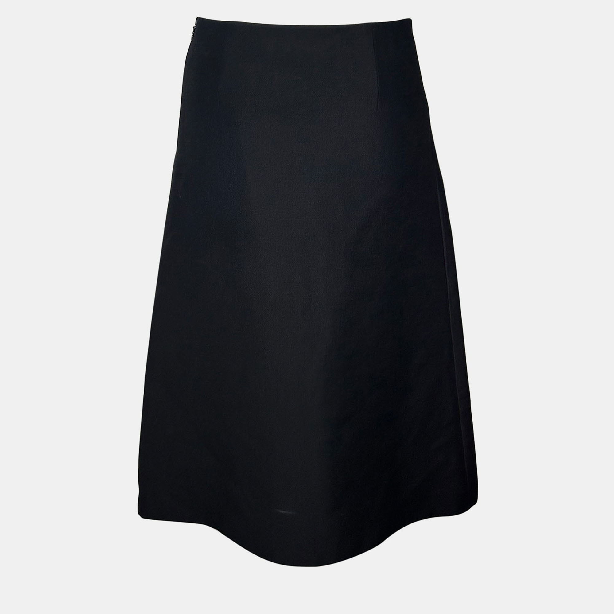 Dior Black Virgin Wool Silk Mid -Length Straight Skirt S Women Clothes Bottomwear