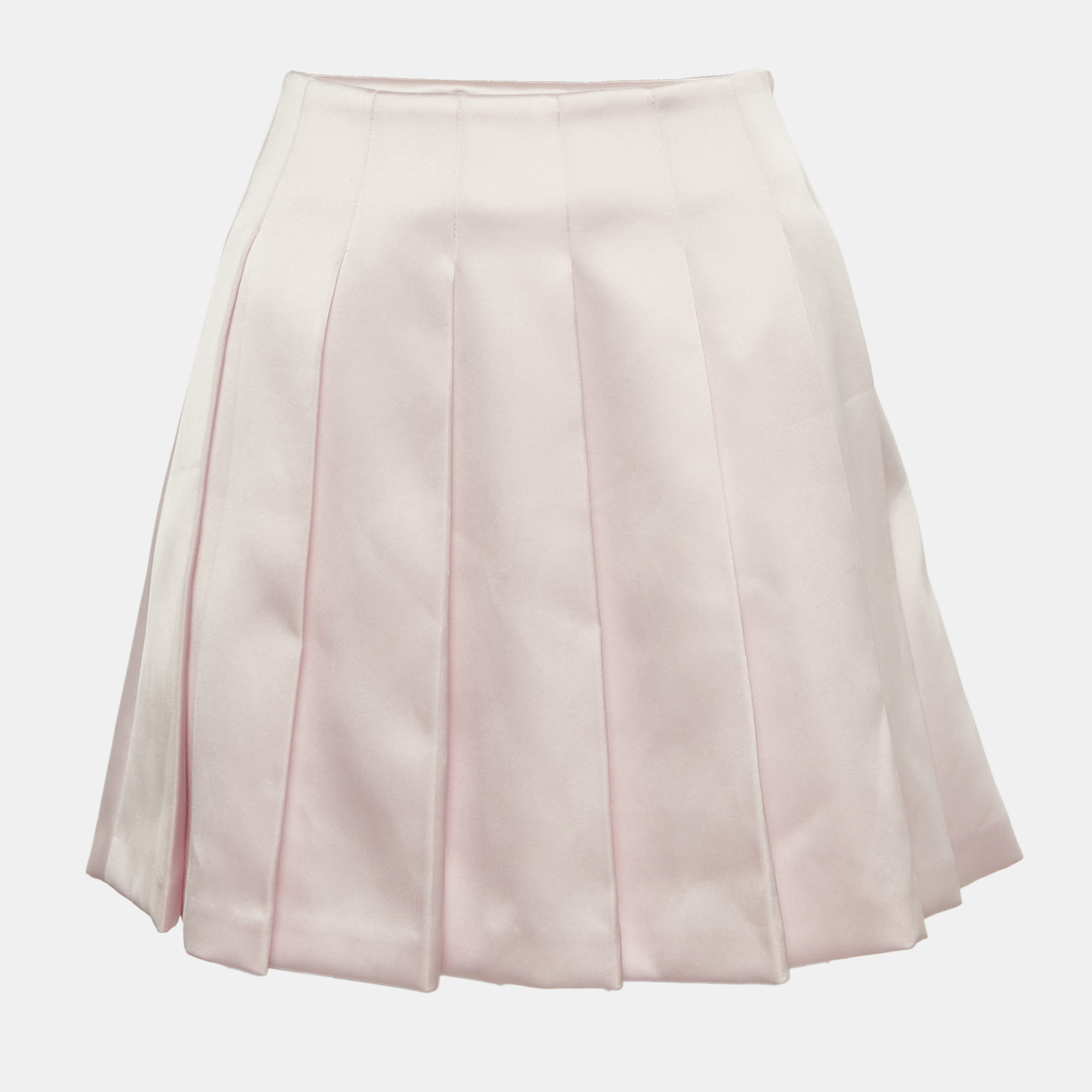 Self-Portrait Pink Satin Pleated Mini Skirt S