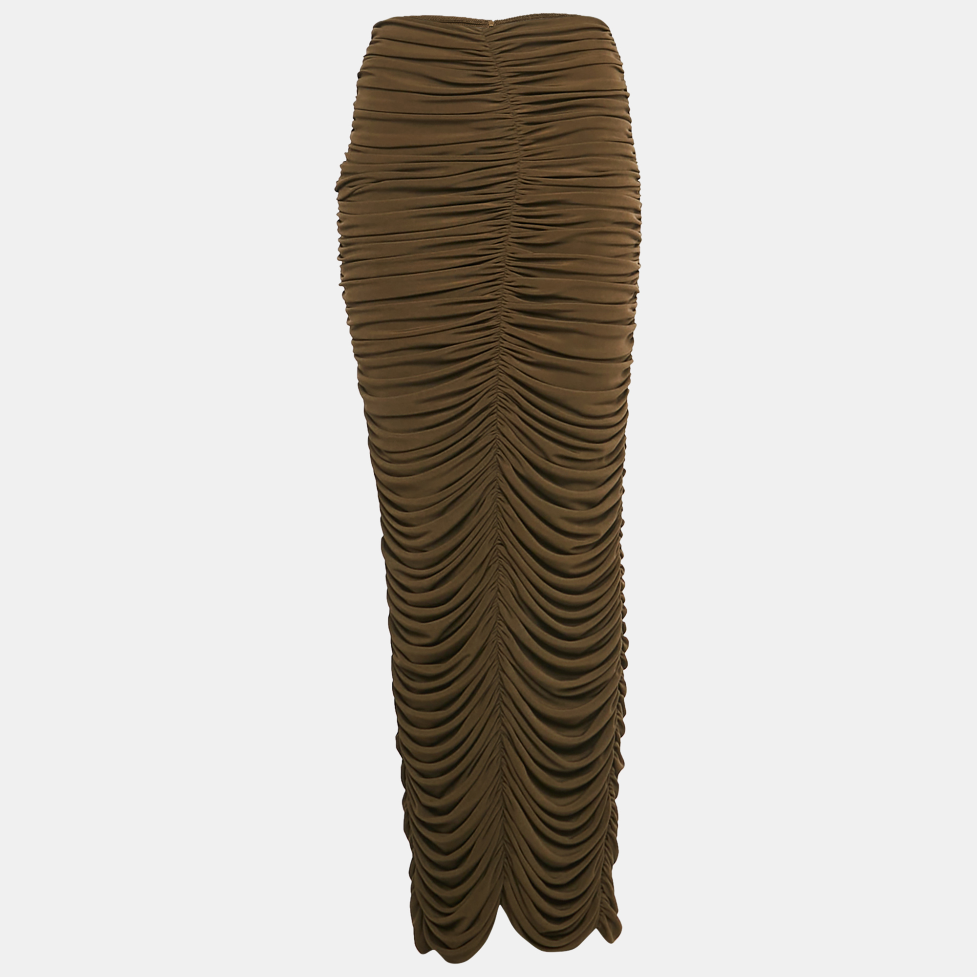 Chat's by C.Dam Brown Jersey Ruche Maxi Skirt S Chats By C.Dam