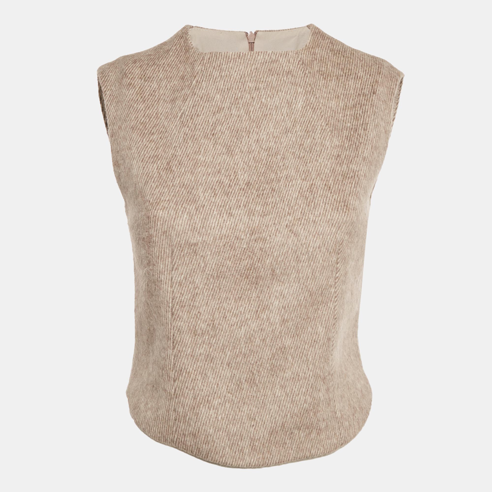 Oddmuse Beige Gabardine Sleeveless Top S