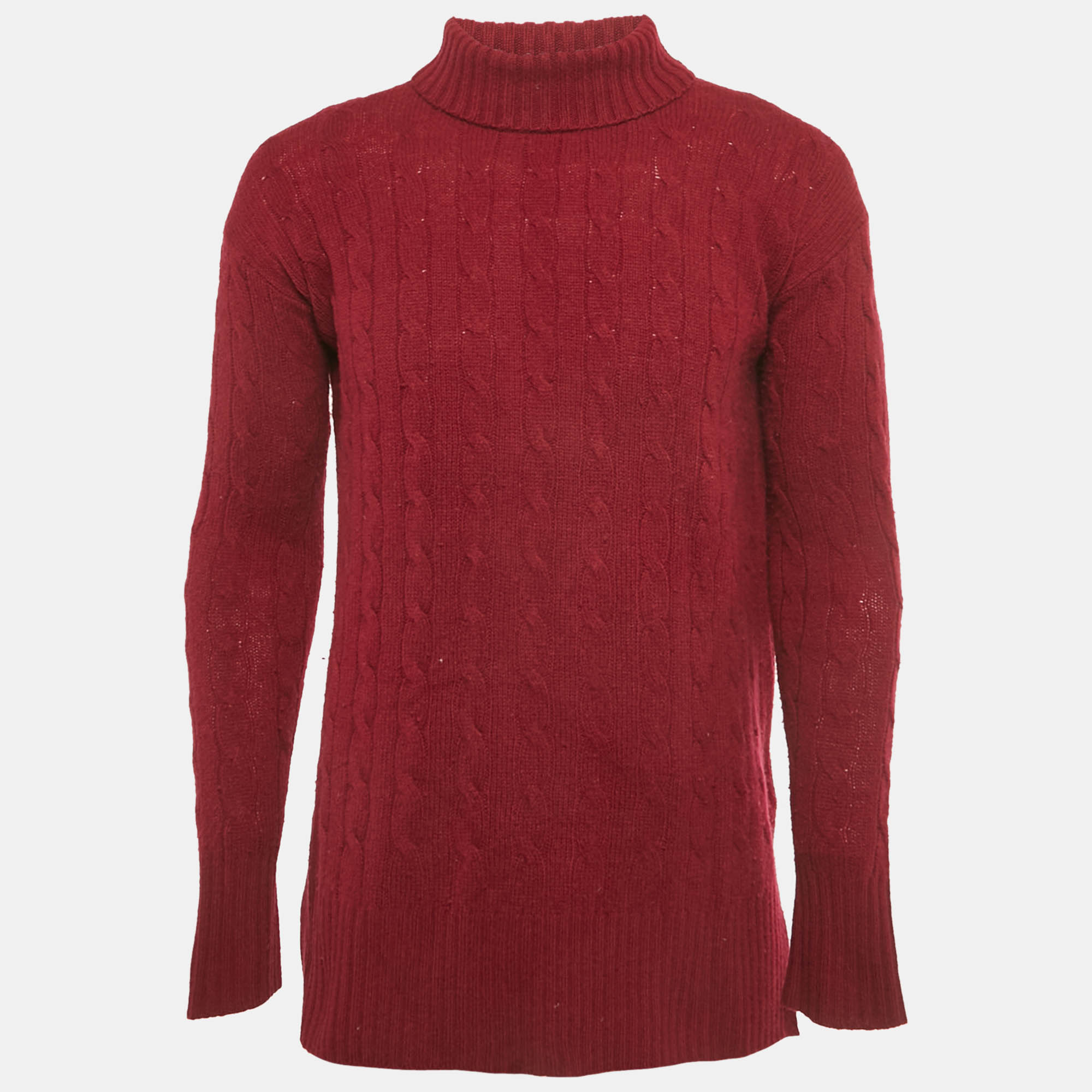 Polo Ralph Lauren Burgundy Cable Knit Turtle Neck Sweater XS