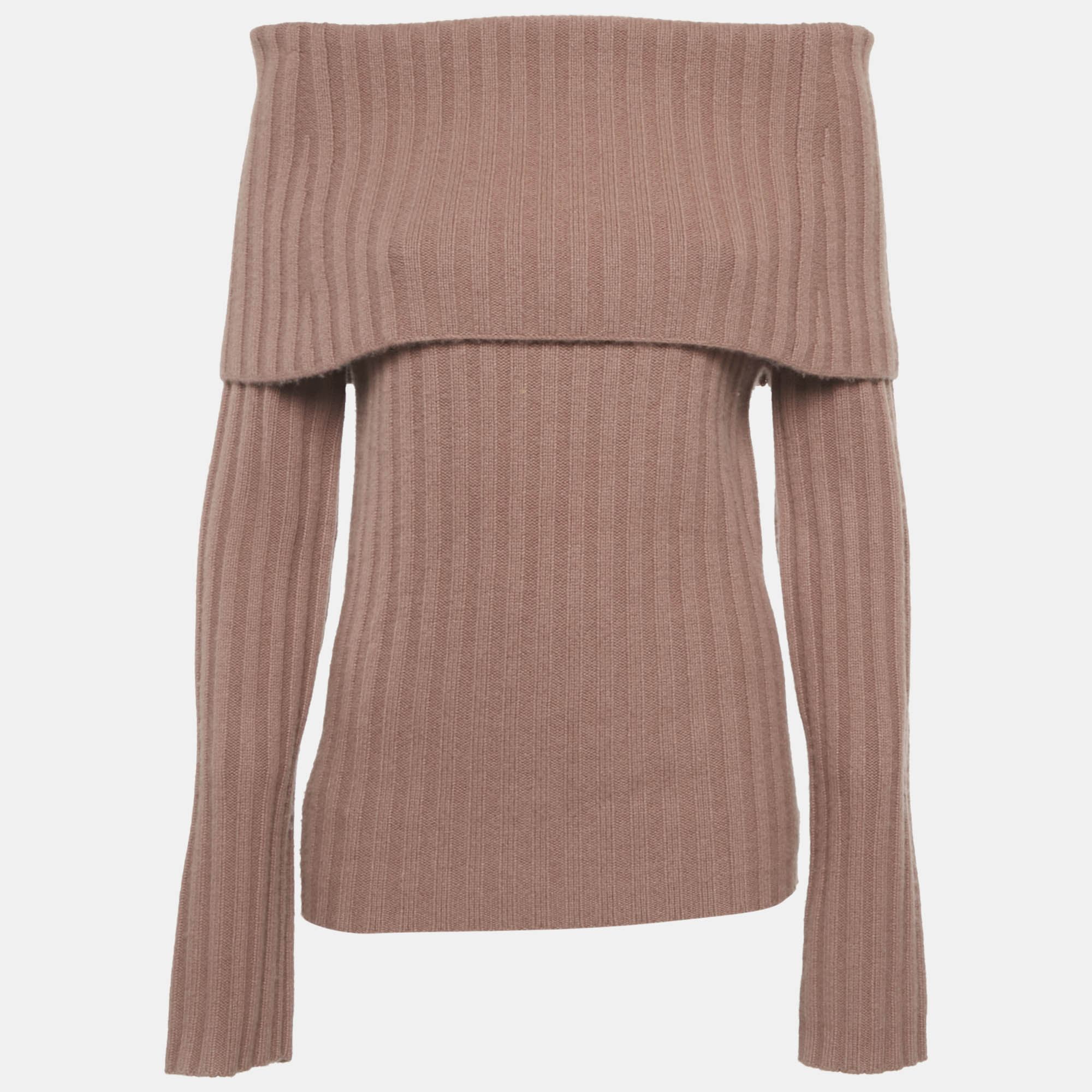 Theory Pink Rib Knit Off-Shoulder Sweater M