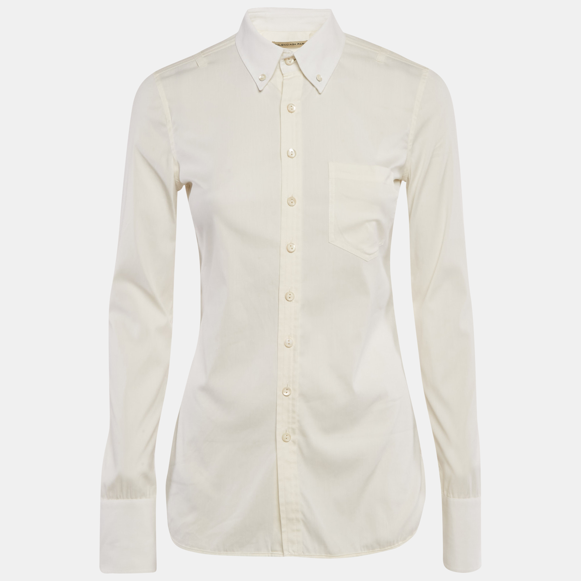 Balenciaga Cream Cotton Long Sleeve Shirt S