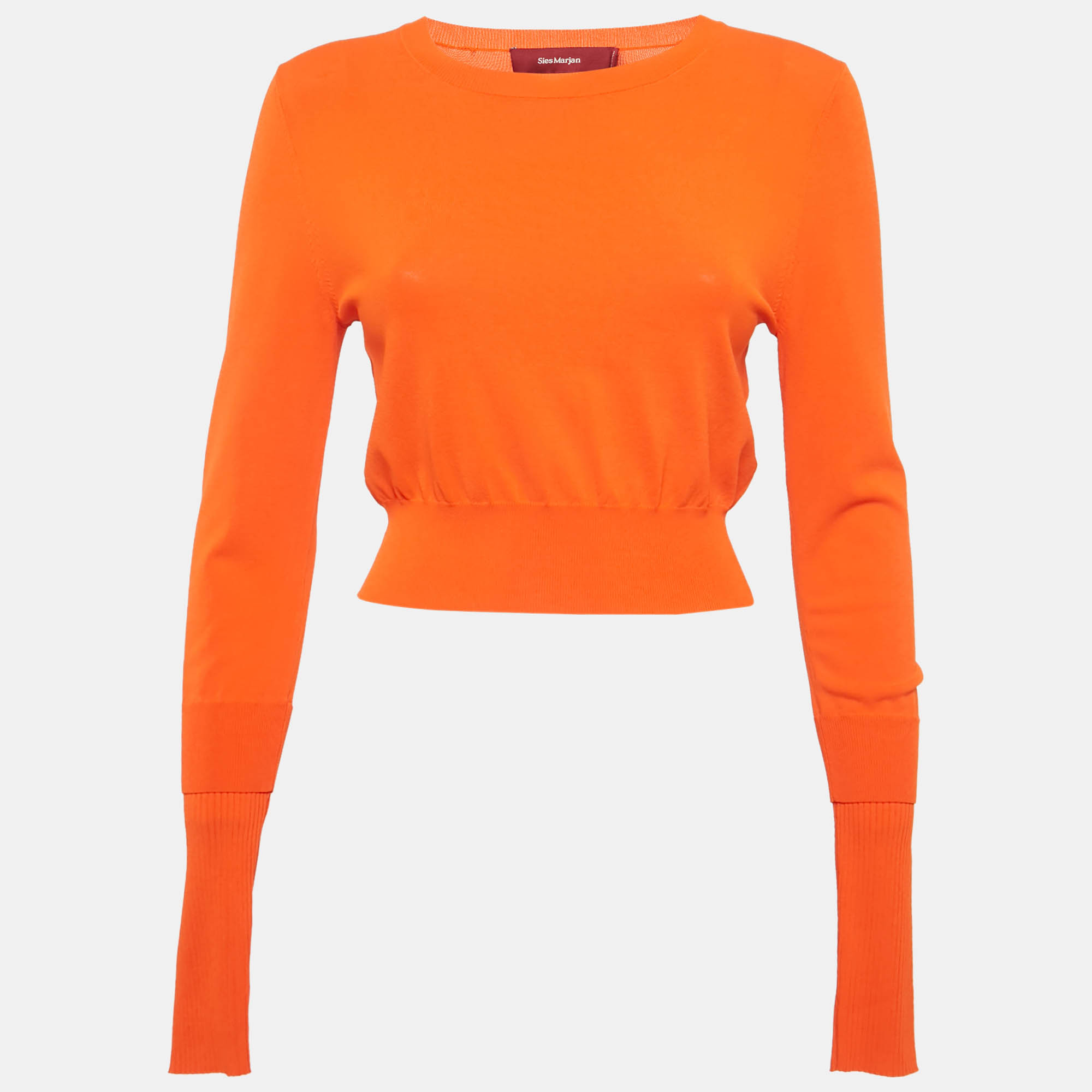 Sies Marjan Orange Knit Gwin Crop Crew Sweater M