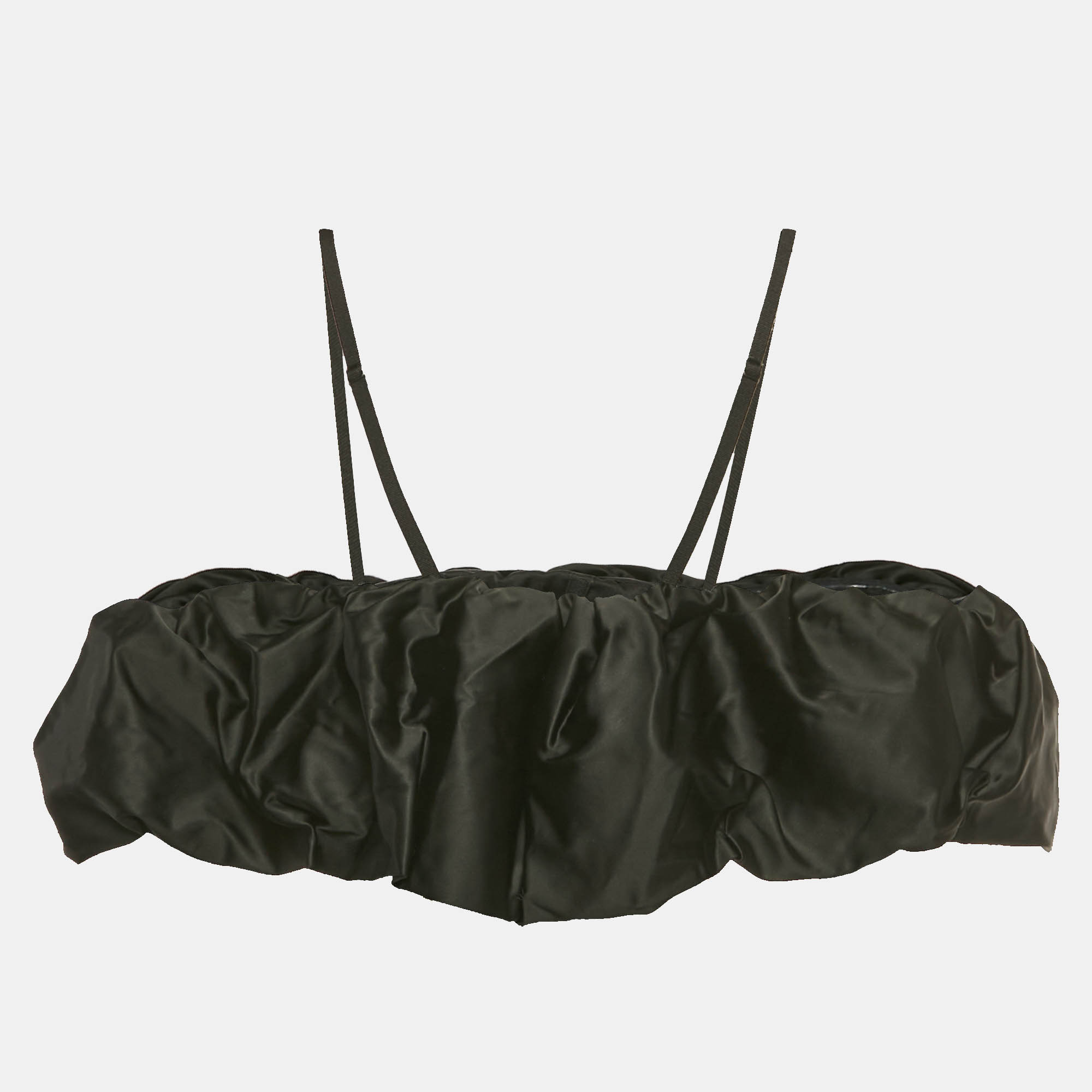 Jonathan Simkhai Black Taffeta Ruffled Leonora Corset Top S