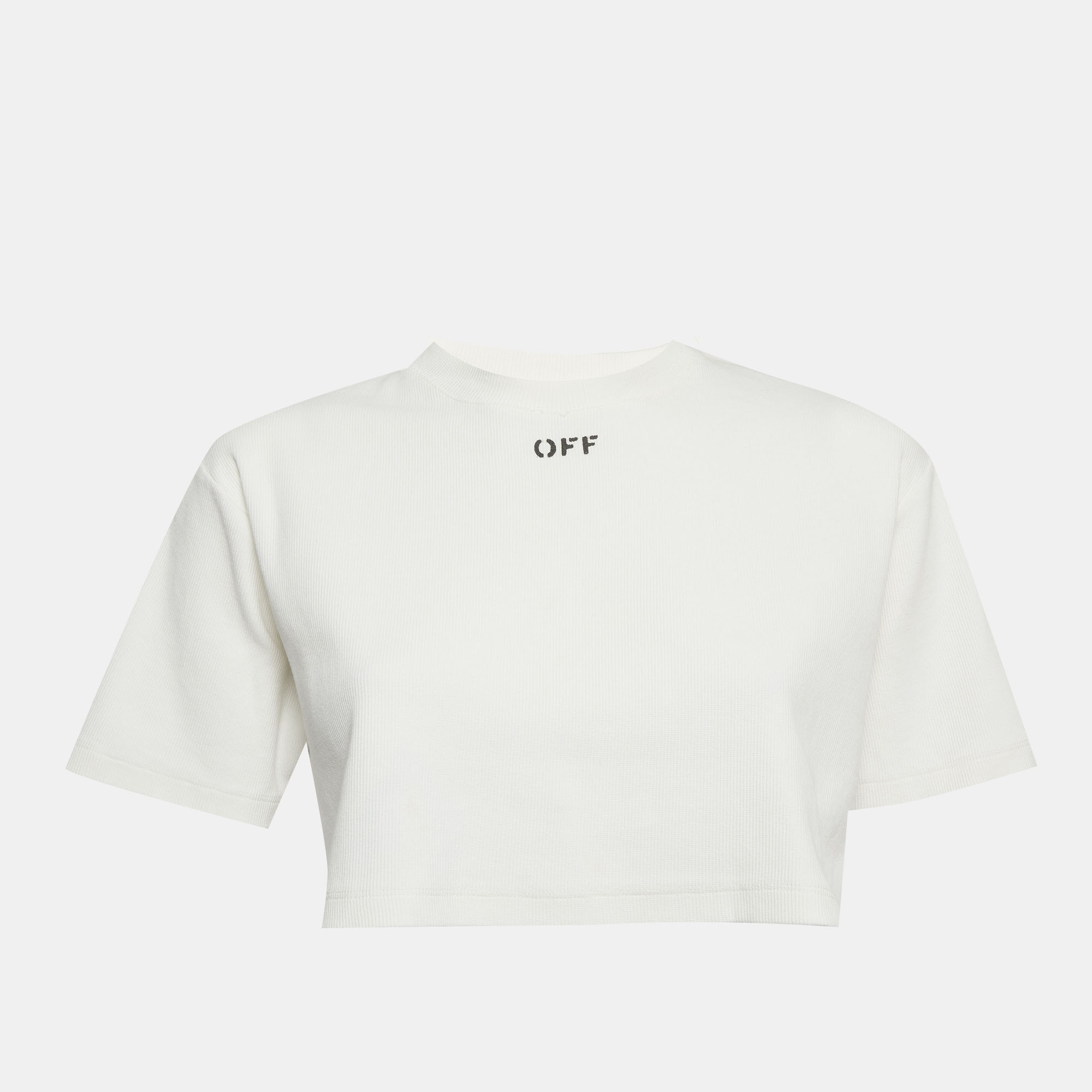 Off-White White Logo Rib Knit Crop Top S