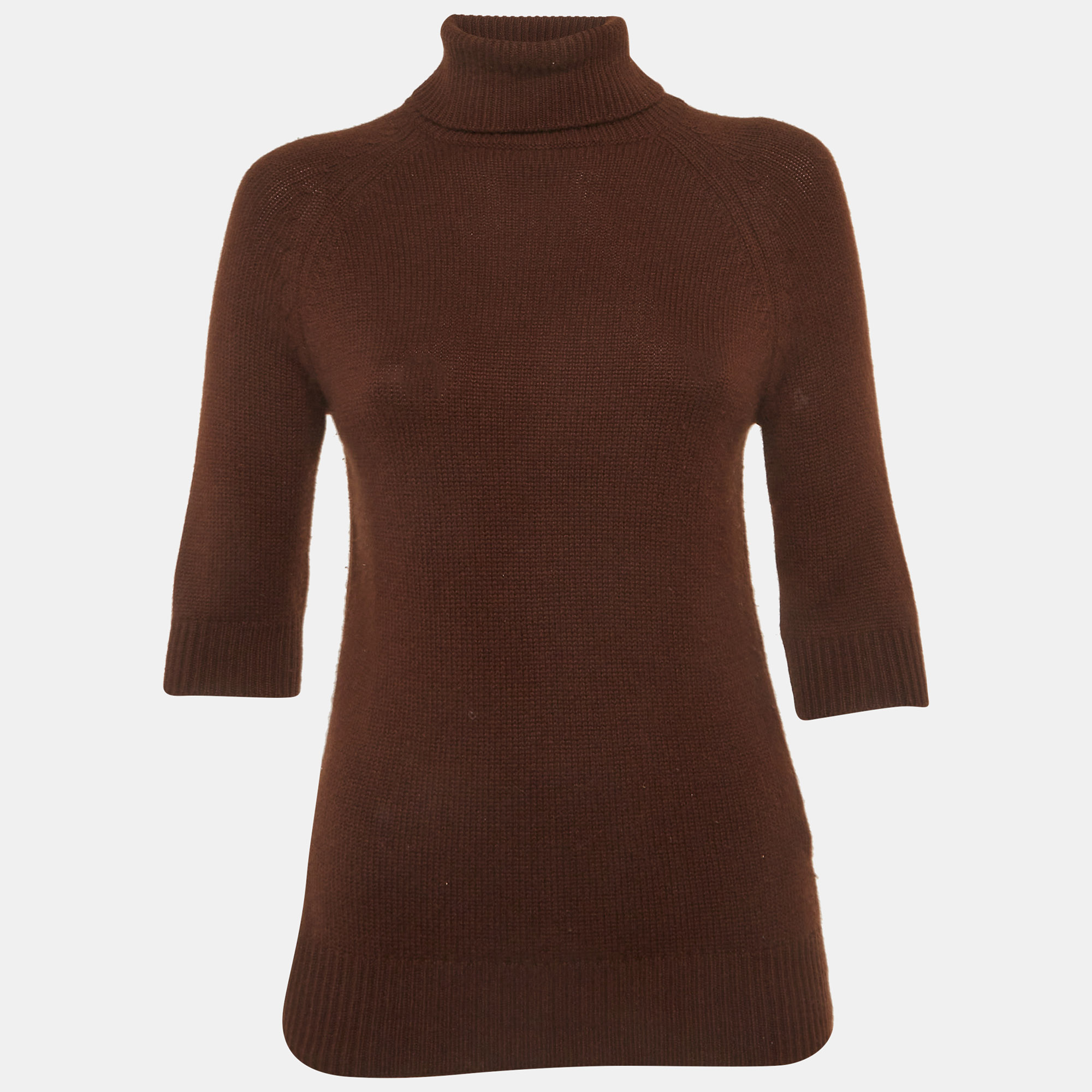Celine Brown Rib Knit Turtle Neck Sweater M