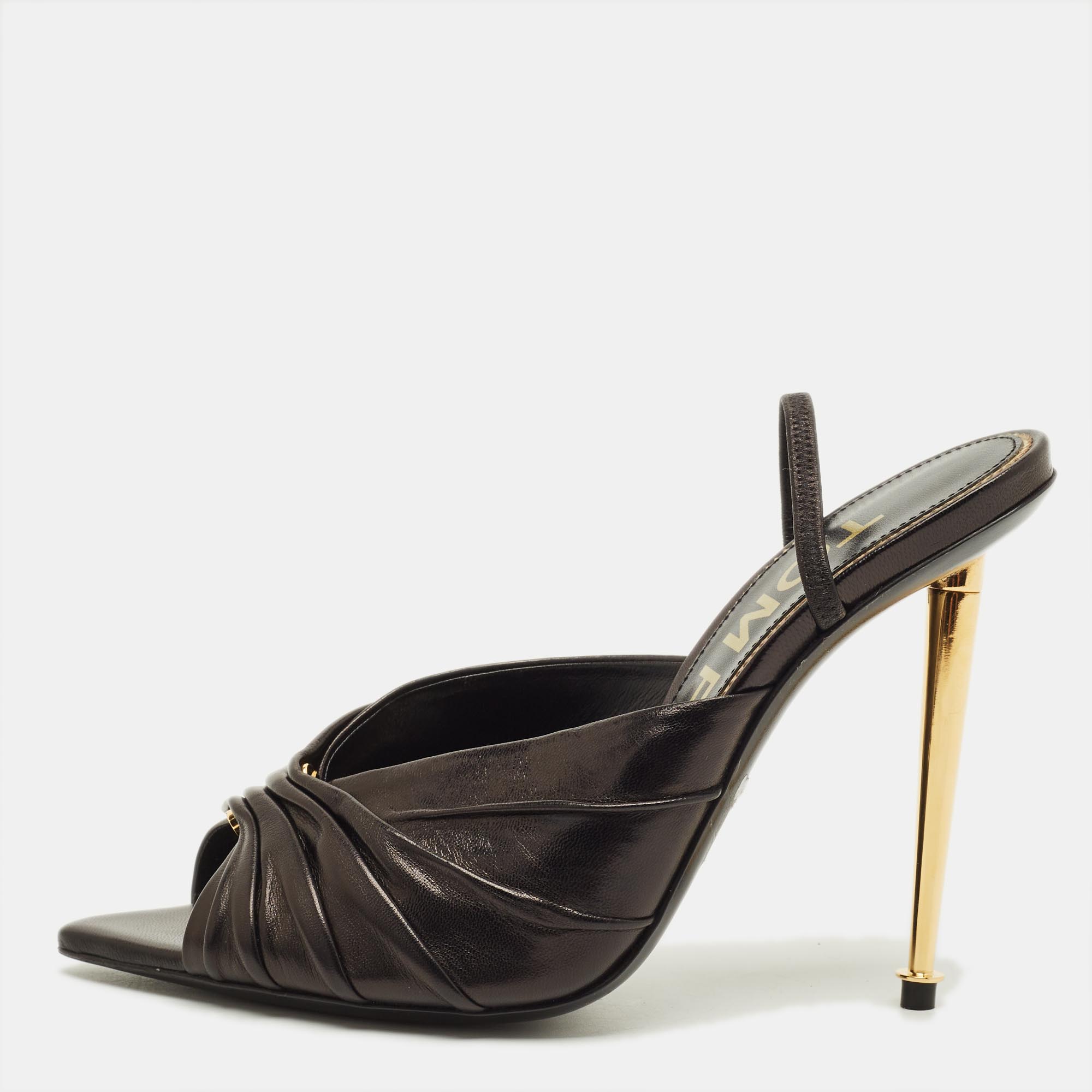 Tom Ford Size 36 Black Leather Ankle Strap Sandals