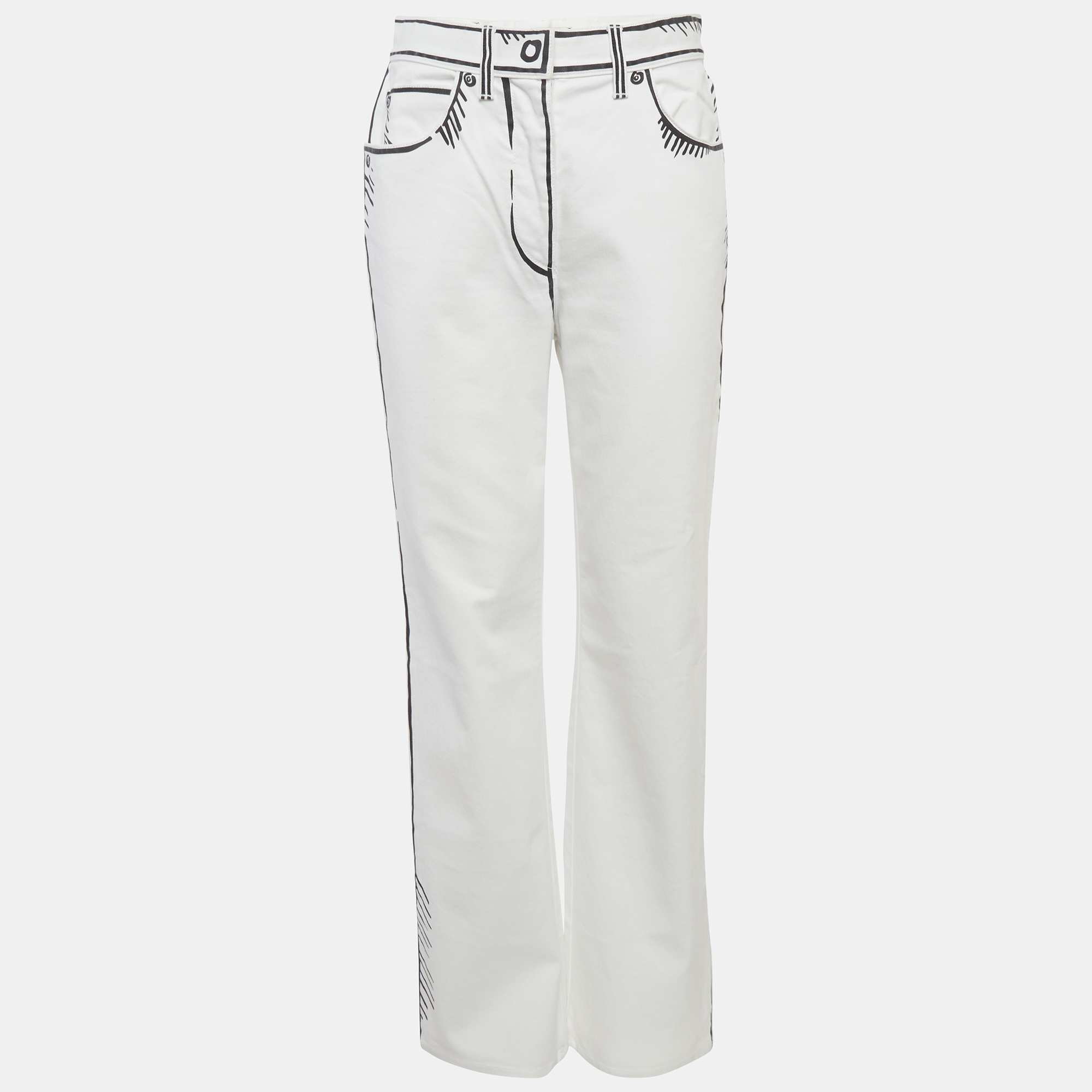 FENDI x Joshua Vides White Printed Denim Jeans M/Waist 28"